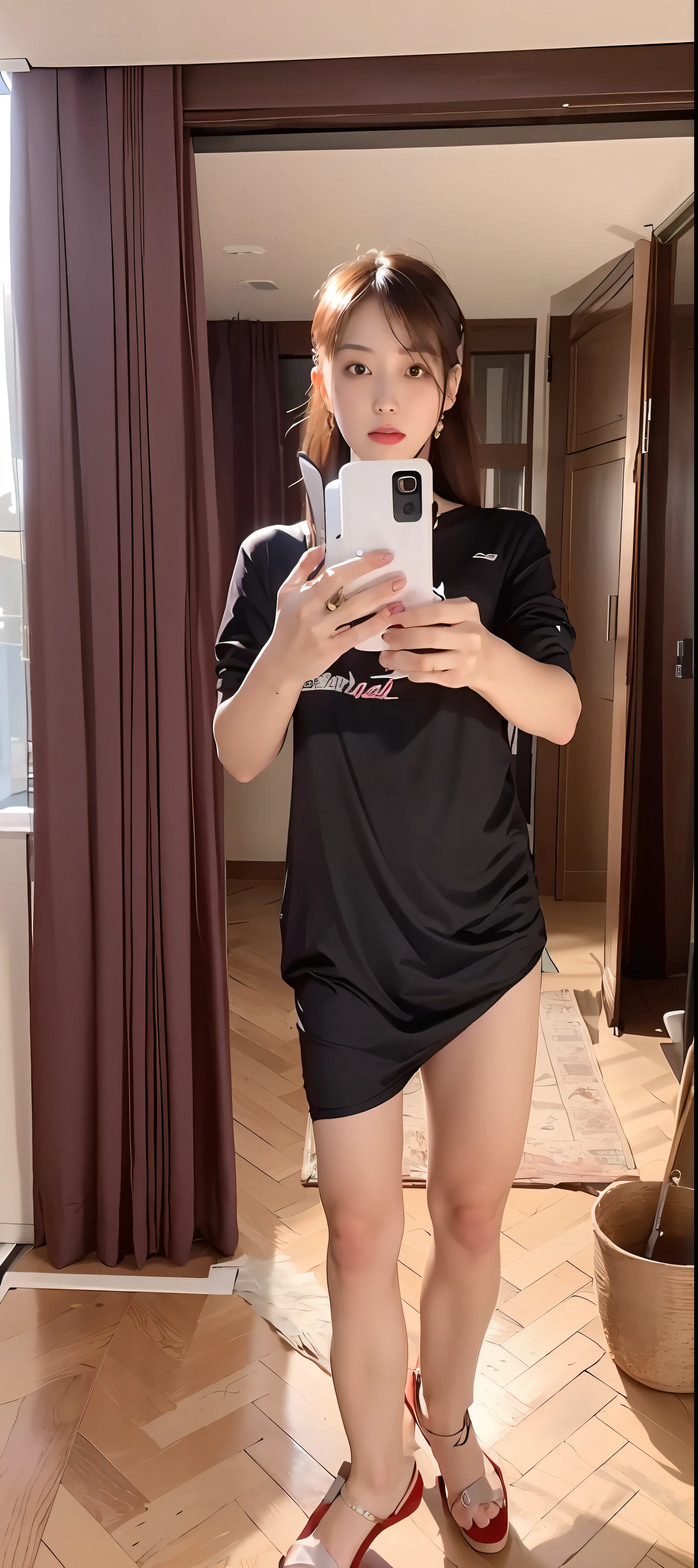 mix4, 20d, solo, long_hair, shirt, dress, high_heels,full_body, look_at_viewer, (8k, RAW photo, best quality, masterpiece:1.2), (realistic, photo-realistic:1.37), professional lighting, photon mapping, radiosity, physically-based rendering,