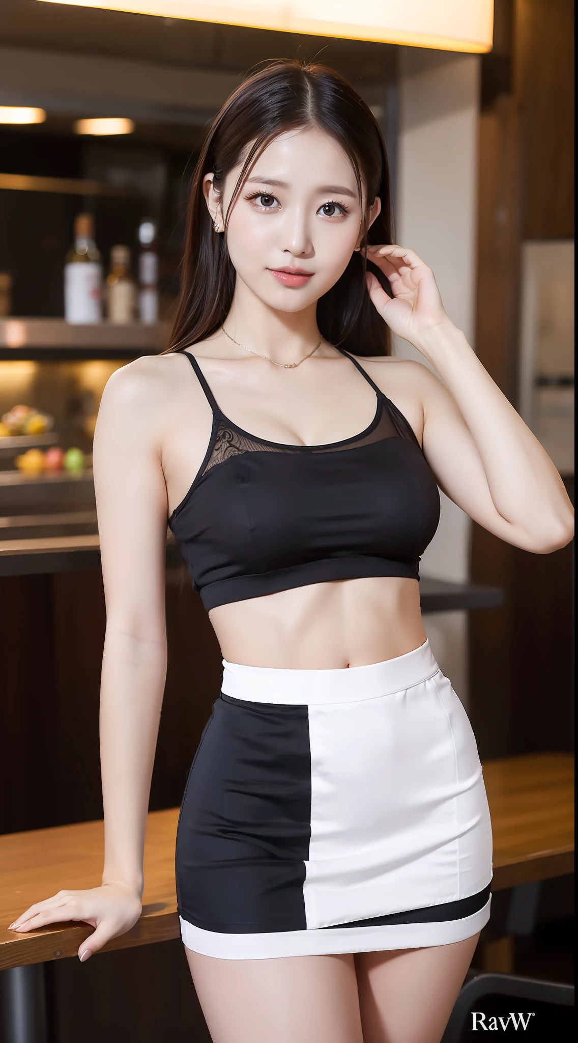 Top Quality, Live Action, Raw Photos, 1 Woman, Beautiful Body, Big, Glamour, Summer, Sexy, Mini Skirt, Waitress,