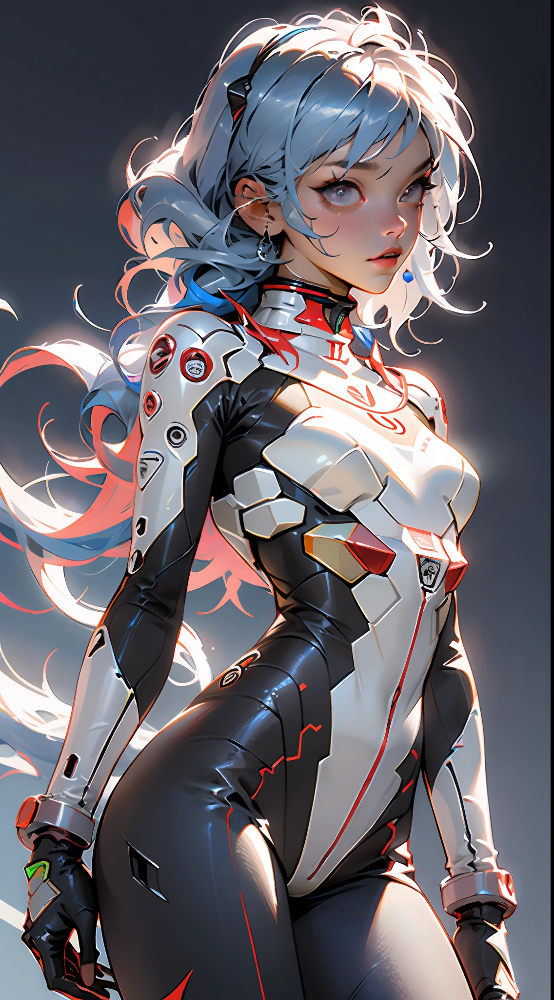 ((Best quality)), ((masterpiece)), (detailed: 1.4), (Absurd), light-skinned lolita with micro bikini, Genesis evangelion neon style clothing, red and white stripes, blue arms with white stars, 2 piece clothing, colored hair, tattoo on arms, cybernetic hand, pastel, centered, scale to fit dimensions, HDR (High Dynamic Range),Ray Tracing,NVIDIA RTX,Super-Resolution,Unreal 5,Subsurface dispersion, PBR Texture, Post-processing, Anisotropic filtering, Depth of field, Maximum clarity and sharpness, Multilayer textures, Albedo and specular maps, Surface shading, Accurate simulation of light-material interaction, Perfect proportions, Octane Render, Two-tone lighting, Wide aperture, Low ISO, White balance, Rule of thirds, 8K RAW, crysisnanosuit