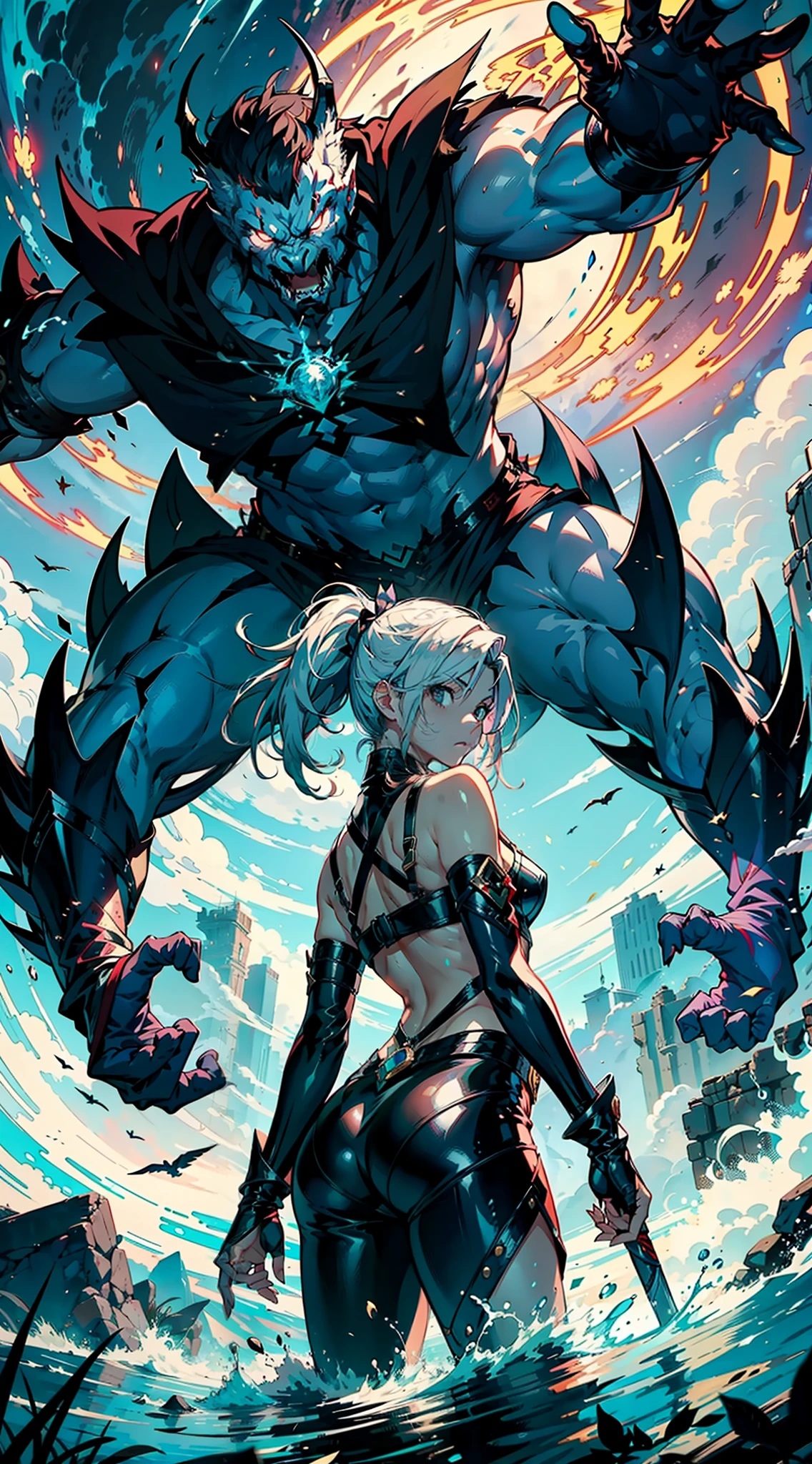 The anime begins with our protagonist, a young woman with magical abilities, discovering her power and learning to control it. She is a fearless warrior in search of adventures and challenges. The story unfolds in a fantasy world full of magical monsters and powerful beings gigantic colossal creatures. Throughout the plot, our heroine faces powerful and dangerous monsters, but finds loyal allies who help her on her journey. Together, they face epic battles and challenges that test their skills and their courage. The anime's animation is stunning, with vibrant colors, detailed backdrops, and fluid movements. The visual effects are breathtaking, with bursts of energy, lightning and other manifestations of magical power. In the end, our heroine becomes a legendary warrior, respected by all and feared by her enemies. She is the protector of her homeland, ready to fight any threat that arises. This epic anime is a thrilling adventure that keeps the viewer stuck until the end.