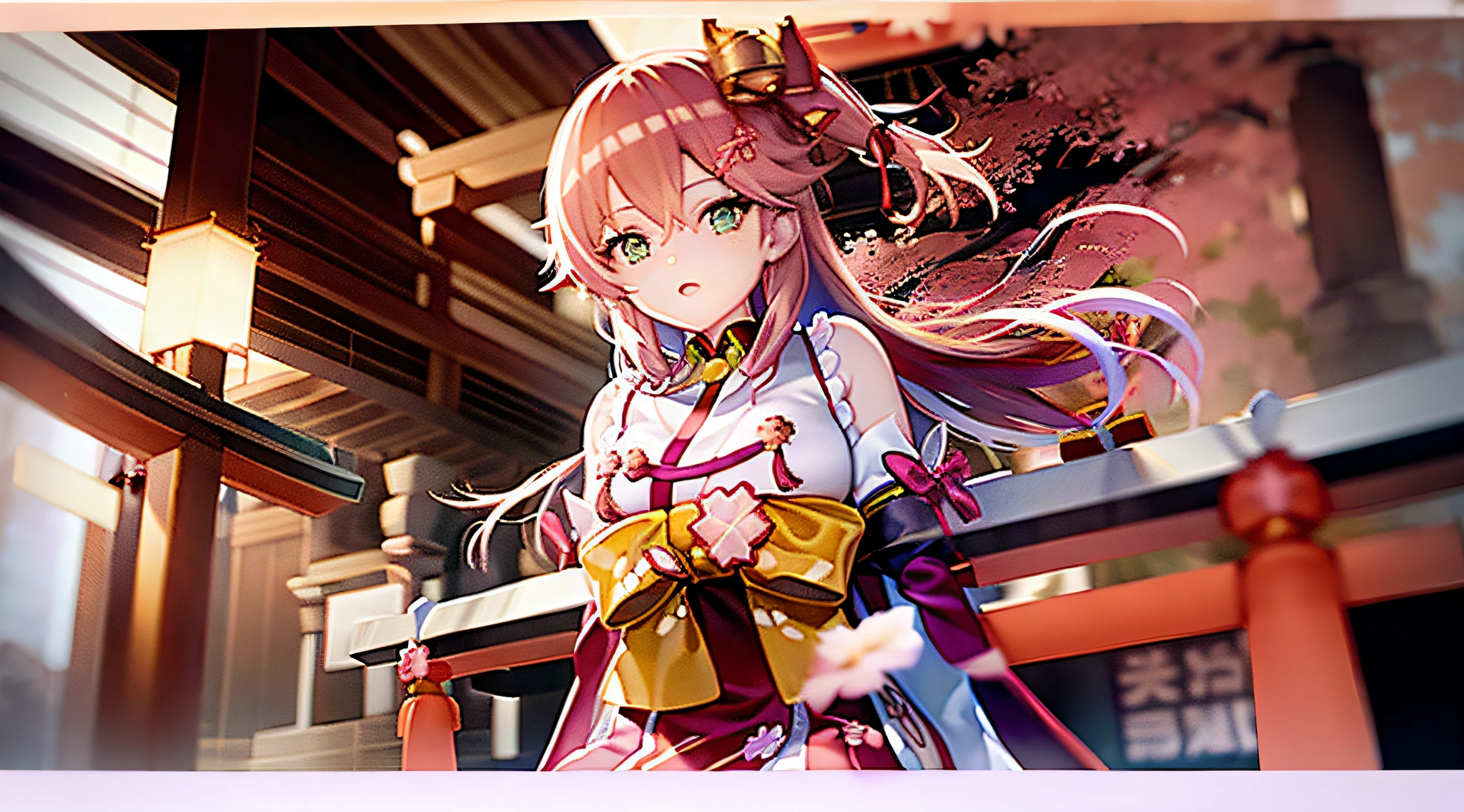 anime girl in a kimono outfit standing in front of a red gate, ayaka genshin impact, official artwork, ayaka game genshin impact, from the azur lane videogame, best anime 4k konachan wallpaper, nightcore, rin, shikishi, waifu, hanayamata, anime visual of a cute girl, keqing from genshin impact