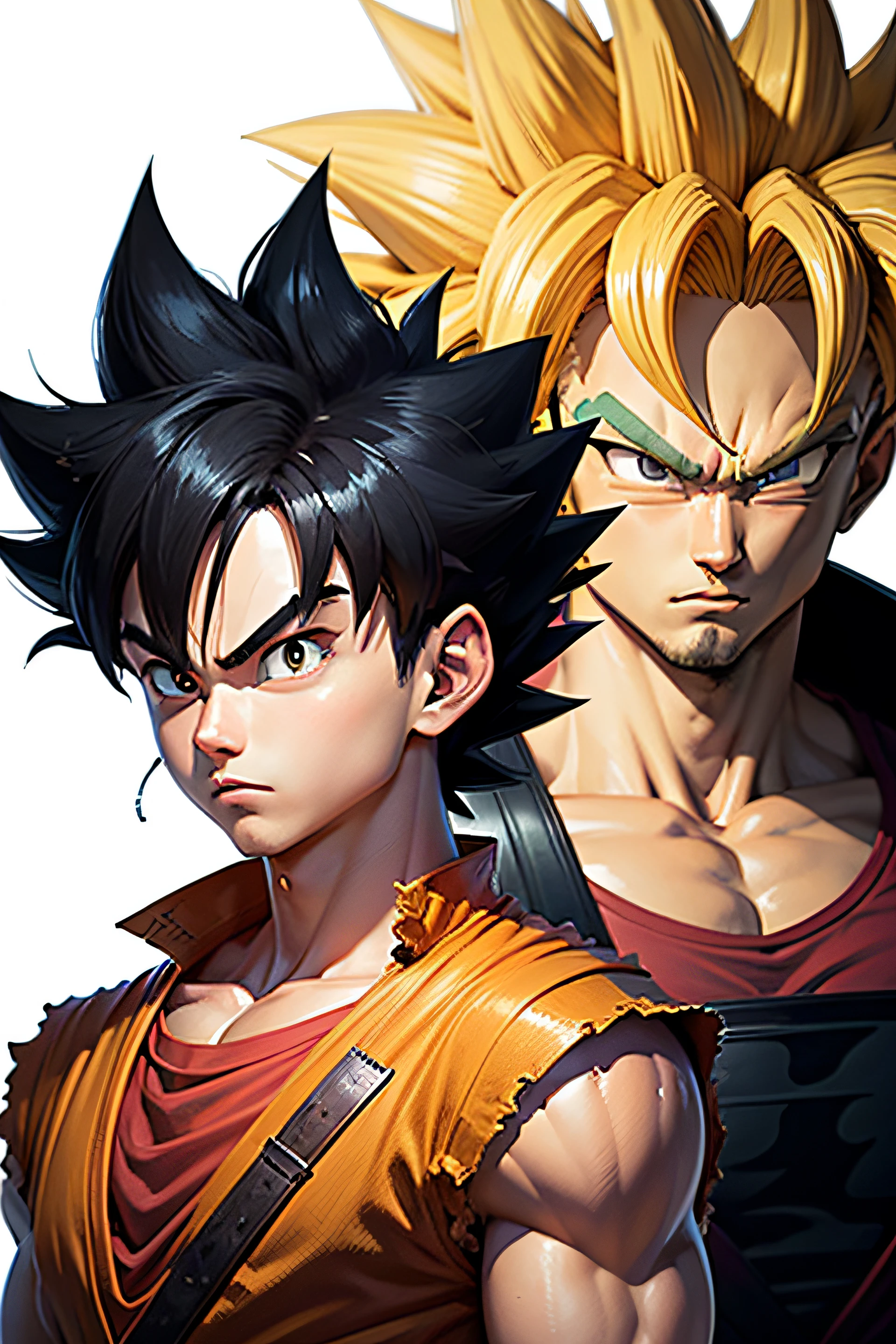 anime - style image of a man with a sword and a red shirt, dragon ball concept art, akira toriyama style, dragon ball artstyle, advanced digital anime art ”, highly detailed portrait of goku, toriyama akira, detailed anime character art, inspired by Akira Toriyama, portrait of goku, stunning character art, dragon ball style --auto