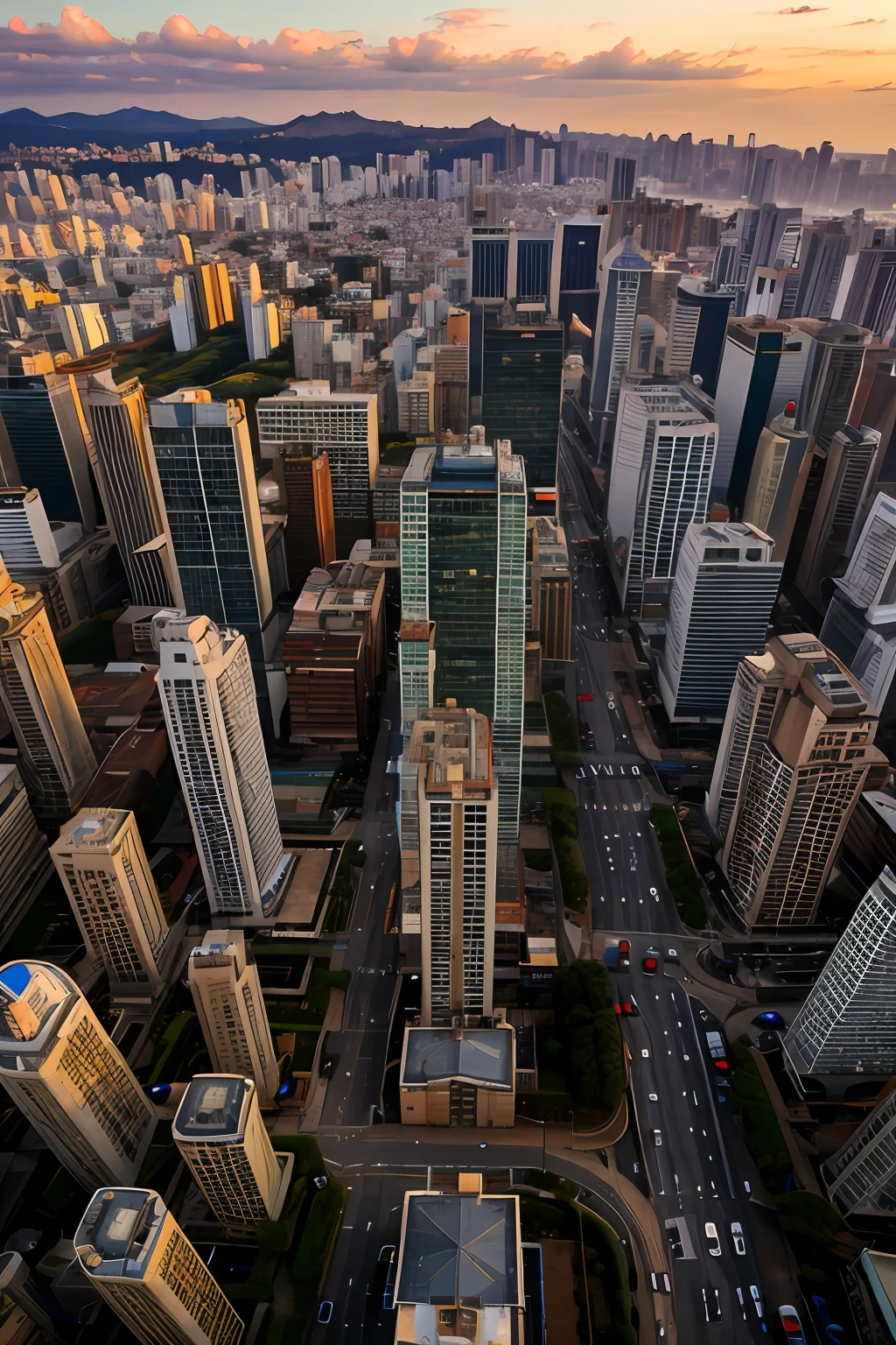 Araffature view of a city with a cloudy sky, sao paulo, são paulo, futuristic sao paulo, sao paulo in the year 2 0 7 0, in sao paulo, beautiful cityscape, vista of a city at sunset, city panorama, super wide view of a cityscape, by Felipe Seade, outdoors tropical cityscape, city landscape, , detailed face, cinematography, maximum details,  neutral colors, HDR, soft colors, soft cinematic light, insane details, intricate details, hyperdetailed, masterpiece, 8k, wallpaper, (detailed), HDR, high quality, ((highly detailed skin, cover details)), sharp focus, 8k uhd, DSLR, high quality, film grain