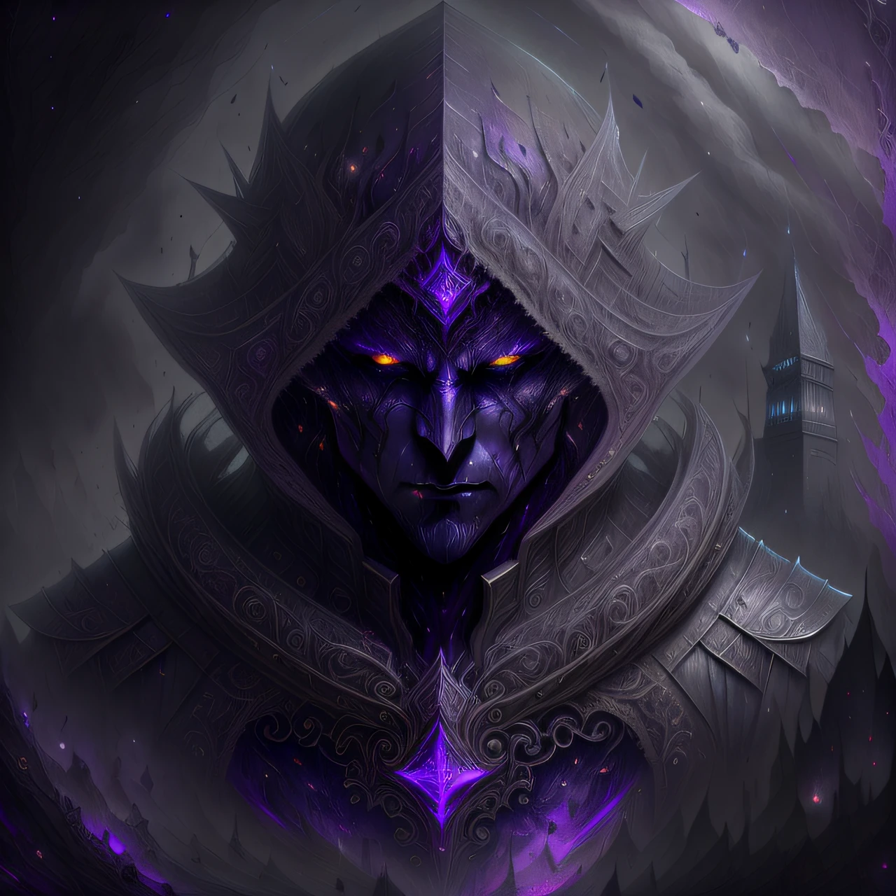 Moroni Cruz, full height, dante, dmc, fantasy style, masculine, divel power, demonic power, more motivation, armor, (elf ears), (gray skin:1.35), ((red eyes))), ((dark elf)), drow, (titan) (dark photo:1.17), realistic epic, faded, ((neutral colors)), art, (hdr:1.5), (muted colors:1.2), hyperdetailed, (artstation:1.5), cinematic, warm lights, dramatic light, (intricate details:1.1), complex background, (rutkowski:0.8), (navy blue and orange:0.4), ((intricate details)), hdr, ((intricate, hyperdetailed details))