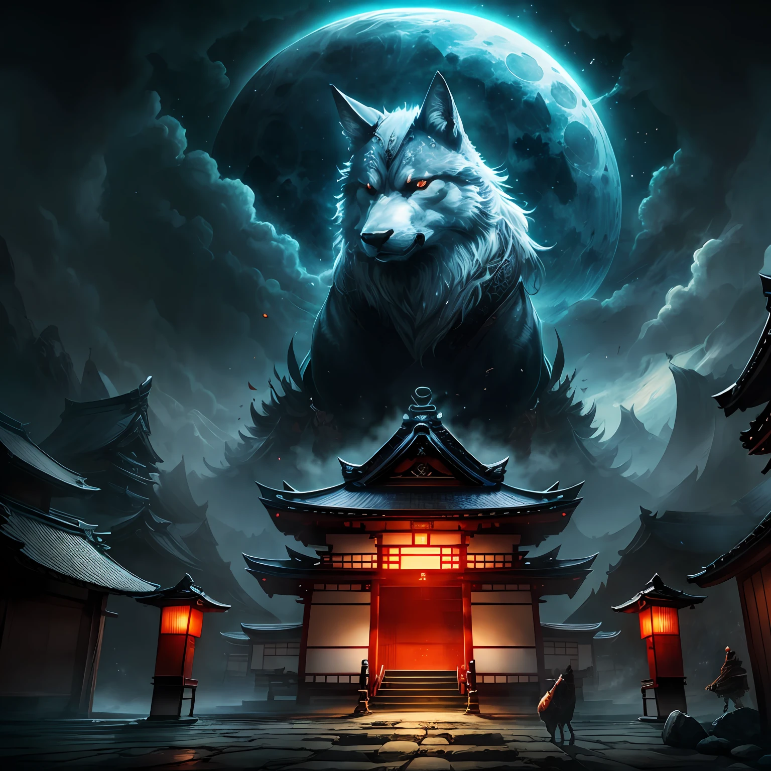 Japanese fantasy, boss, fantastic, samurai, japanese style, beautiful, high resolution, beautiful game stages, traditional, old, detailed, beautiful, moonlight, high quality, fine-grained, magnificent, ultra-precise architecture --auto