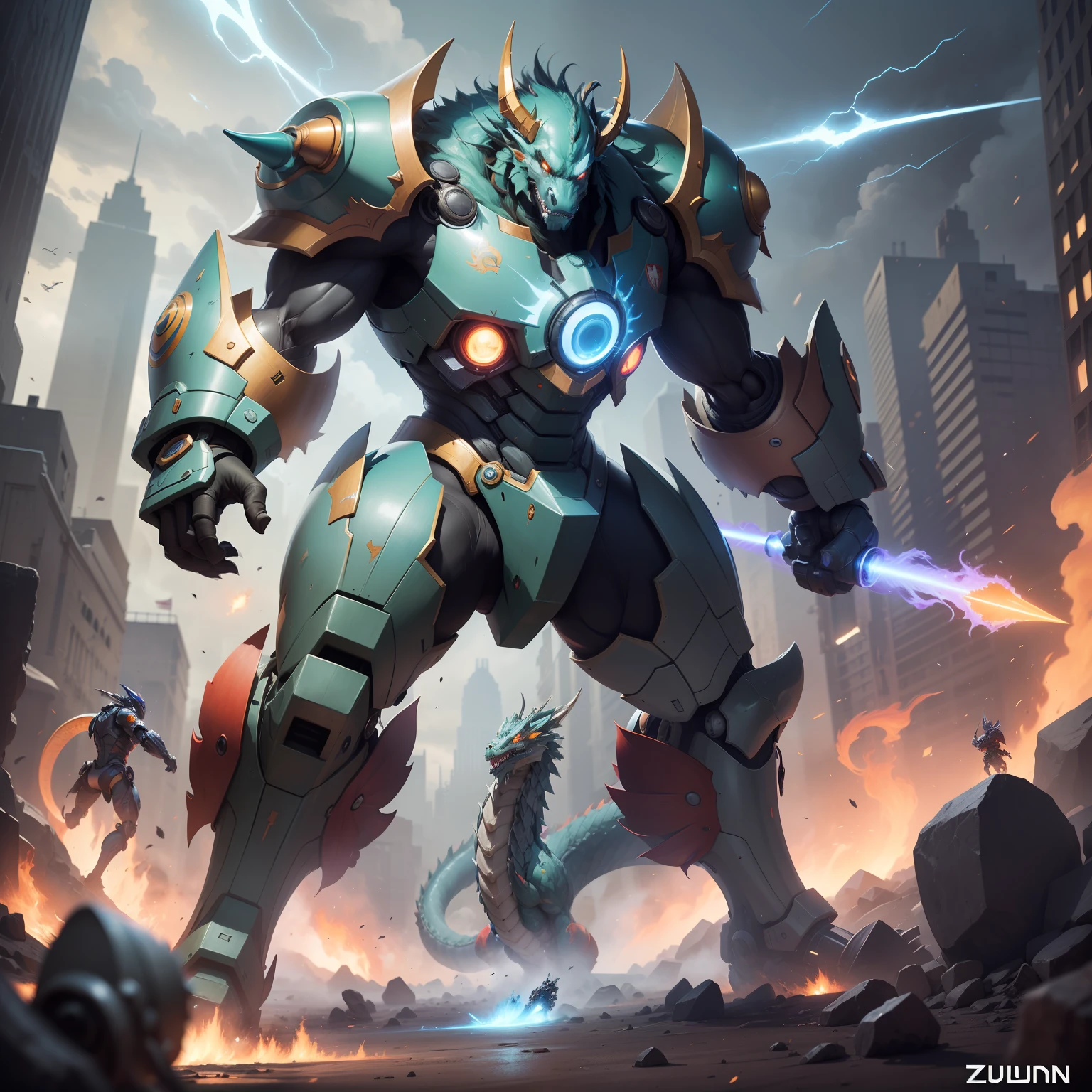 Zulong Mecha is a fictional mecha character that often appears in science fiction works. The ancestral dragon is regarded in many cultures as the founder and supreme form of the dragon, symbolizing strength, wisdom, and domination. Therefore, ancestral dragon mechs are usually designed to have great strength and intelligence, and are capable of dominating the battlefield.

Zulong mechs usually have a large size and strong muscle structure, which can easily withstand various attacks and cause great damage to enemies. It is also equipped with a variety of powerful weapon systems such as greatswords, rocket launchers, and energy cannons for long-range and melee attacks on enemies.

In addition, the Zulong mech is highly intelligent and strategic, and can analyze the battlefield situation through algorithms and calculations and make the best battle decisions. It can use radar systems and sensors to track the location of enemies and protect itself by predicting and avoiding enemy attacks.

In the storyline, the ancestral dragon mech is often used to fight powerful enemies or perform critical missions. Its great strength and intelligence make it the last line of defense of the protagonist, capable of saving the situation and protecting the safety of humanity at critical moments.