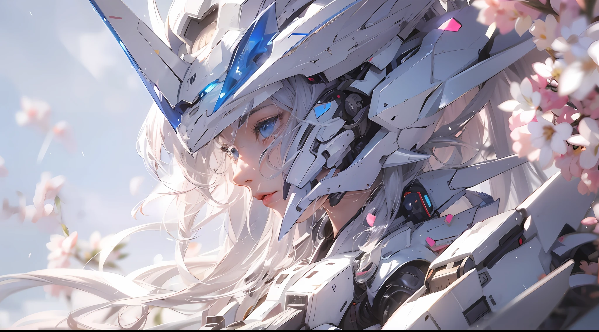 anime girl with long white hair and blue eyes standing in front of a tree, best anime 4k konachan wallpaper, detailed digital anime art, anime art wallpaper 4k, anime art wallpaper 4 k, anime mecha aesthetic, anime wallpaper 4 k, anime wallpaper 4k, anime art wallpaper 8 k, 4k anime wallpaper, detailed anime artwork --auto --s2