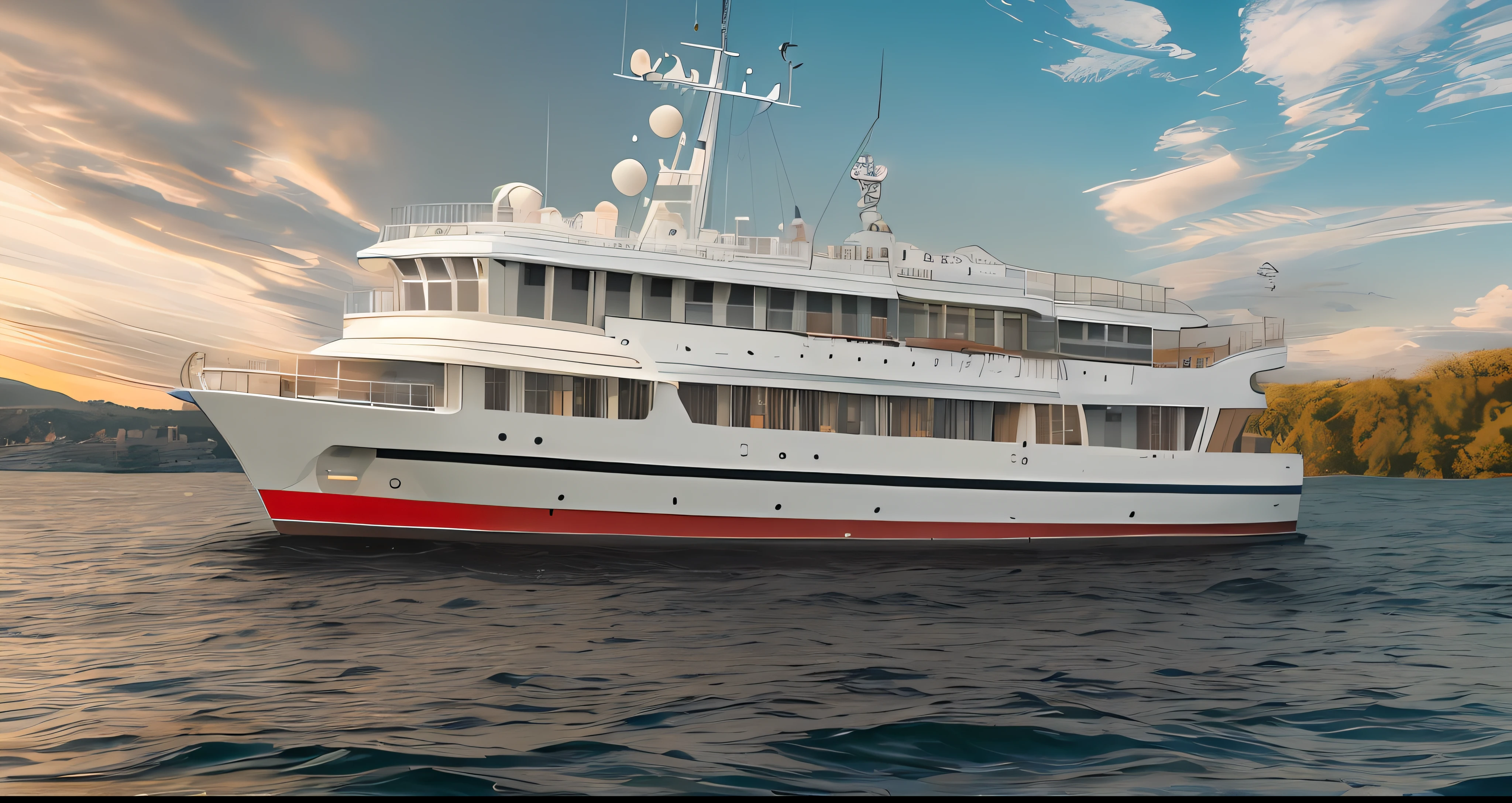 there is a large boat that is floating in the water, water surrounds the ship, side view, boat, by Richard Carline, highly ornate, very ornate, side-view, side - view, front side view, photo taken in 2 0 2 0, seen from the side, an beautiful, ship on lake, a beautiful, by Luis Marsans