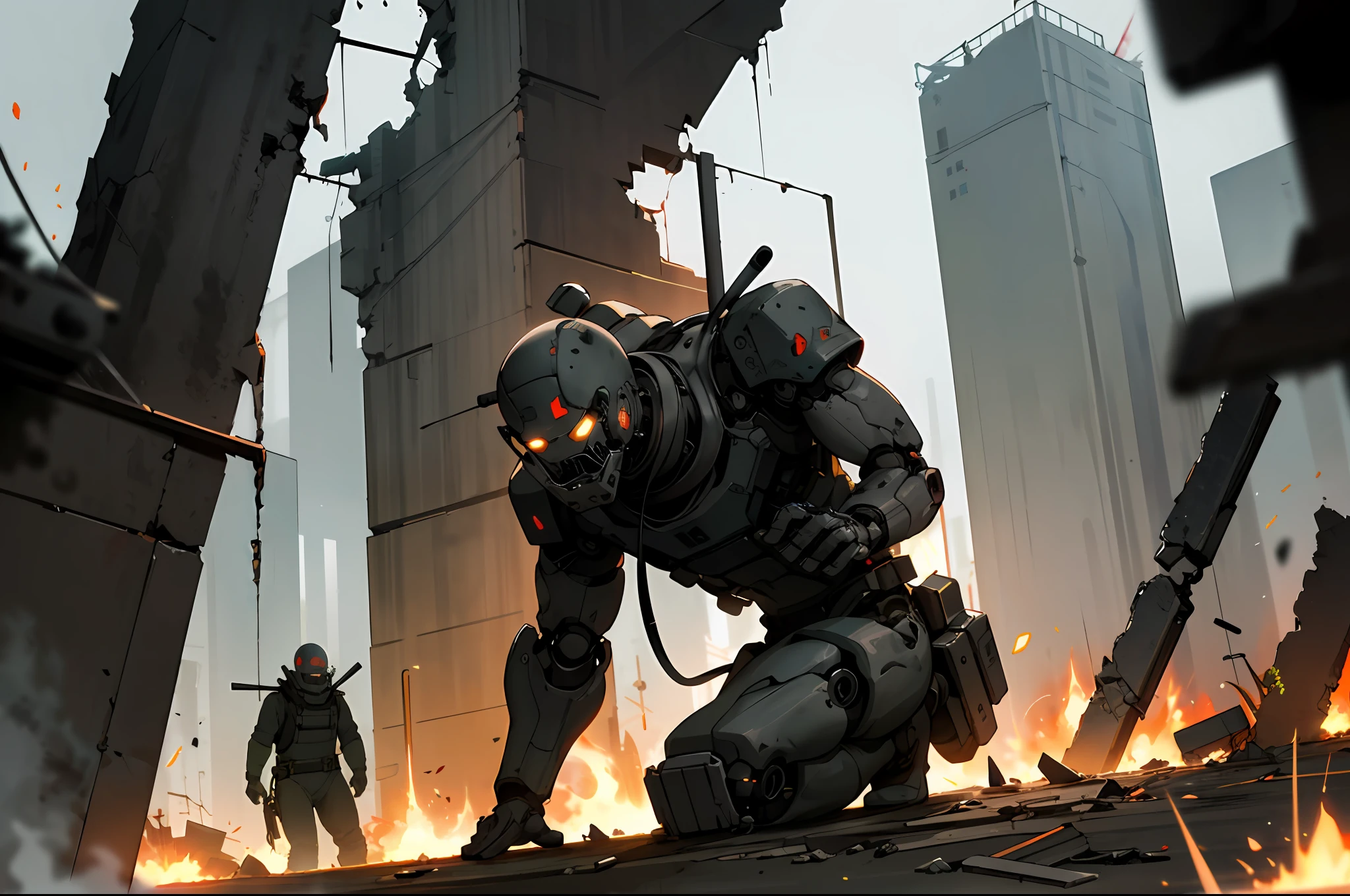 "Imagine a post-apocalyptic world with nuclear elements where technology is the key. The glow of radiation creates an eerie atmosphere and the twinkling lights of the shattered buildings reflect the decay of the society that once existed. Among the ruins and pollution, a group of rebels rises, exploring the shadows in search of truth and hope in this bleak nuclear world. Their clothes darkened with radioactive dust make no secret of their determination as they face the dangers lurking around every corner. With mechanical devices and improvised weapons, they dominate the nuclear machinery, turning destructive force into power for their cause. They are the tireless warriors of this 'nuclearpunk', defying imposed norms and fighting for a better future in the midst of chaos and desolation. As rumors of an alternative energy source spread, they embark on a dangerous mission to find it, facing mortal enemies in their path. Will they succeed in their quest for redemption in this bleak post-apocalyptic scenario or will they succumb to nuclear darkness?"