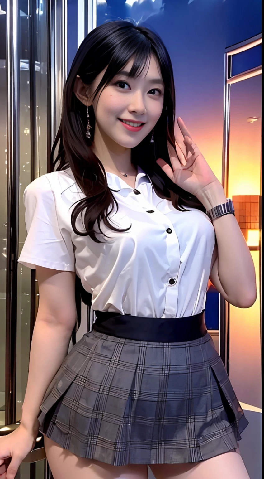 tv announcer boobs japan 短いスカートをはいて写真を撮るアラフィフのアジア人女性 - SeaArt AI