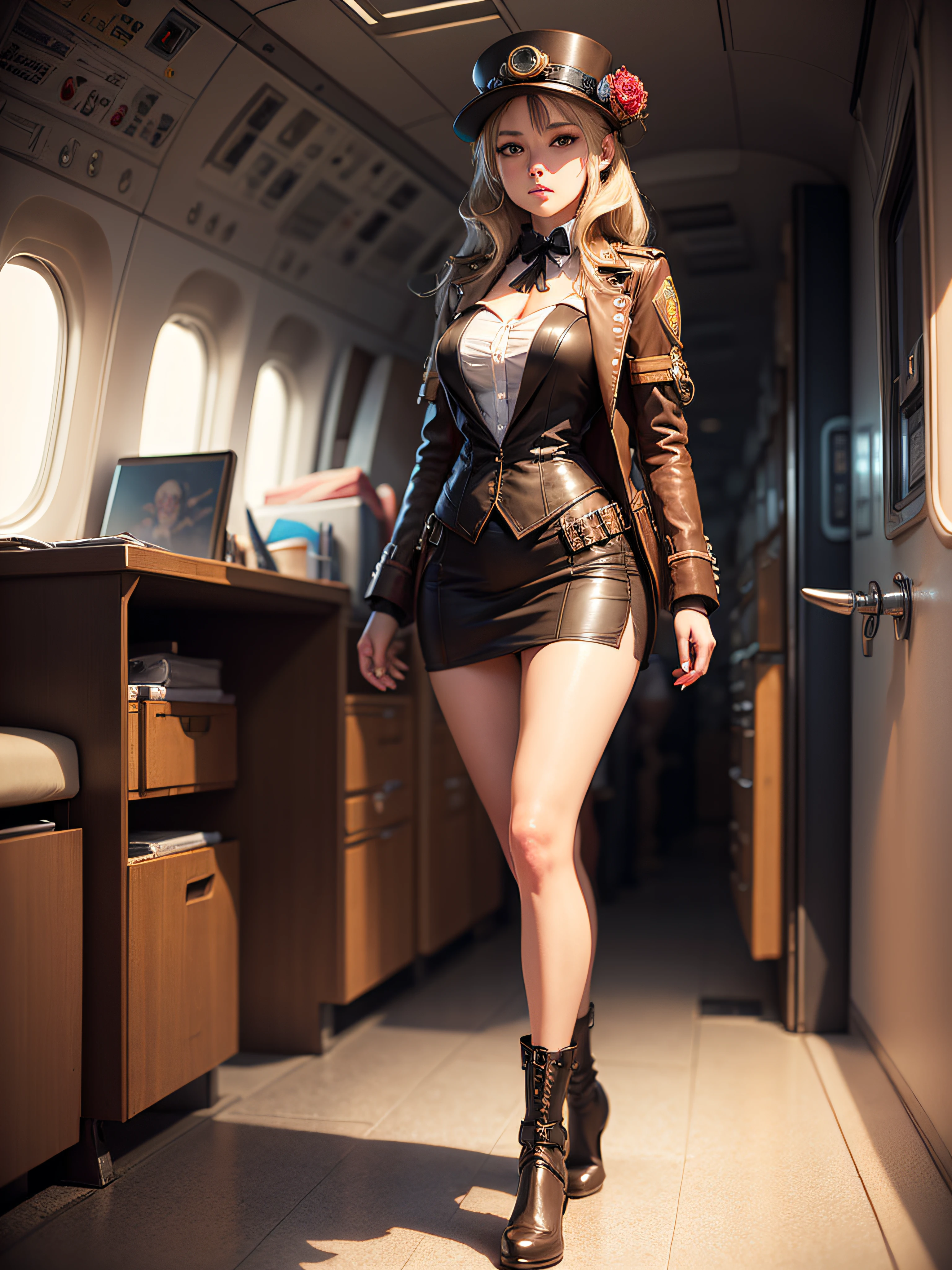 girl, thief, steampunk, anime, full body, shrewd, medium plane