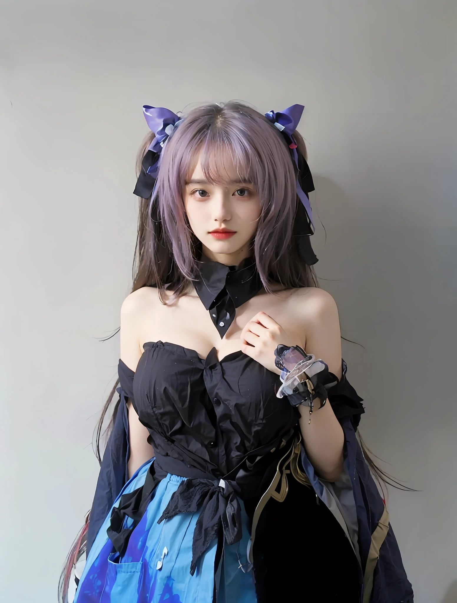 (Large breast:1.4),(shirt:1.4),(Best quality,masterpiece,ultra high res,(photorealistic:1.4),1girl,(:1.4),(partially unbuttoned:1.5)