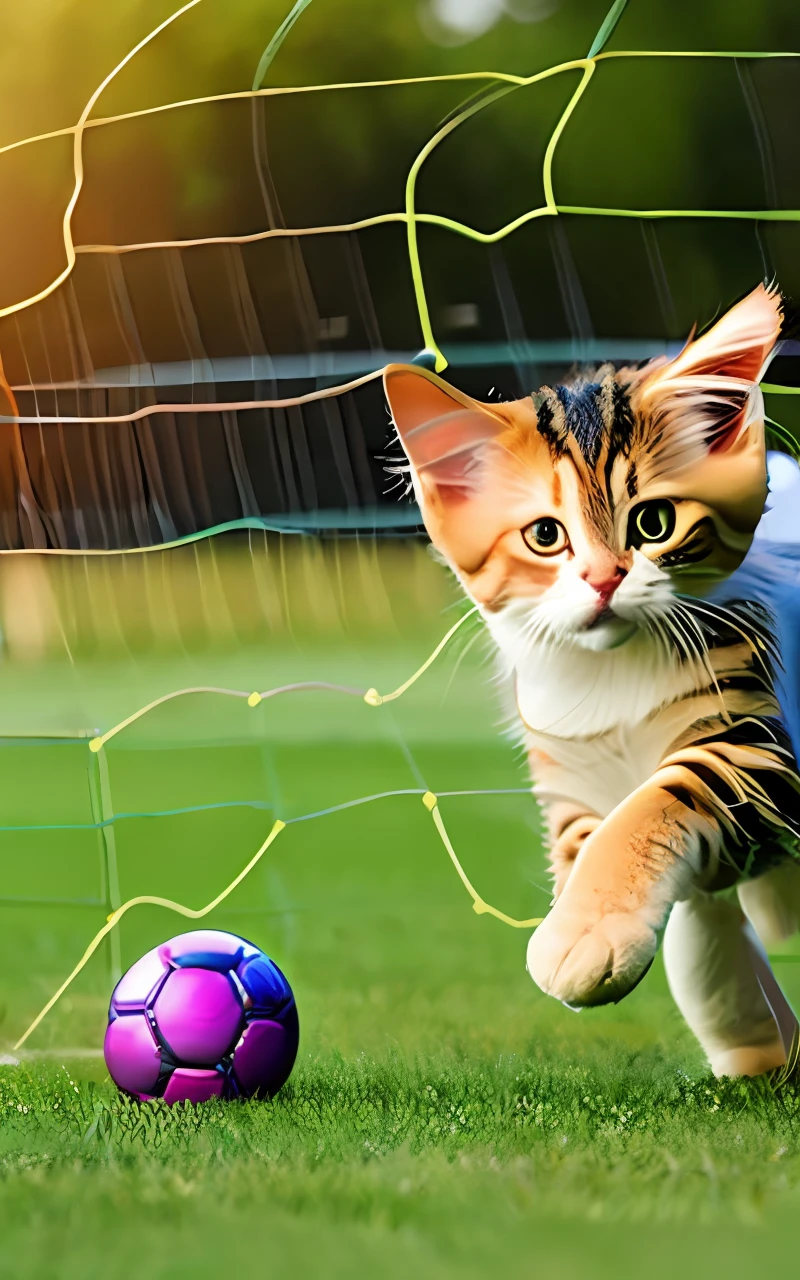 Soccer ball, ball play, cat
