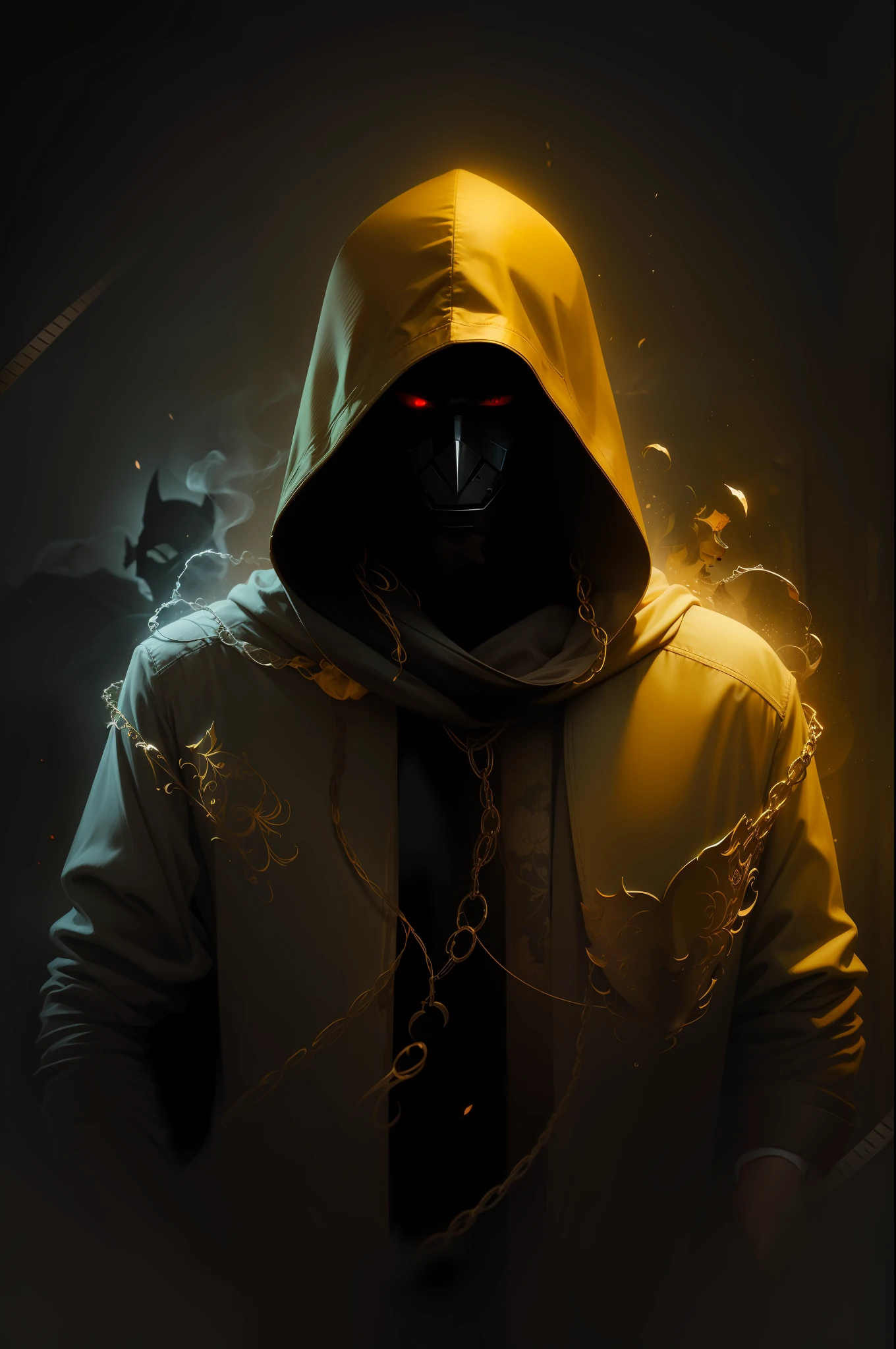 Man with red light and mask on face variations