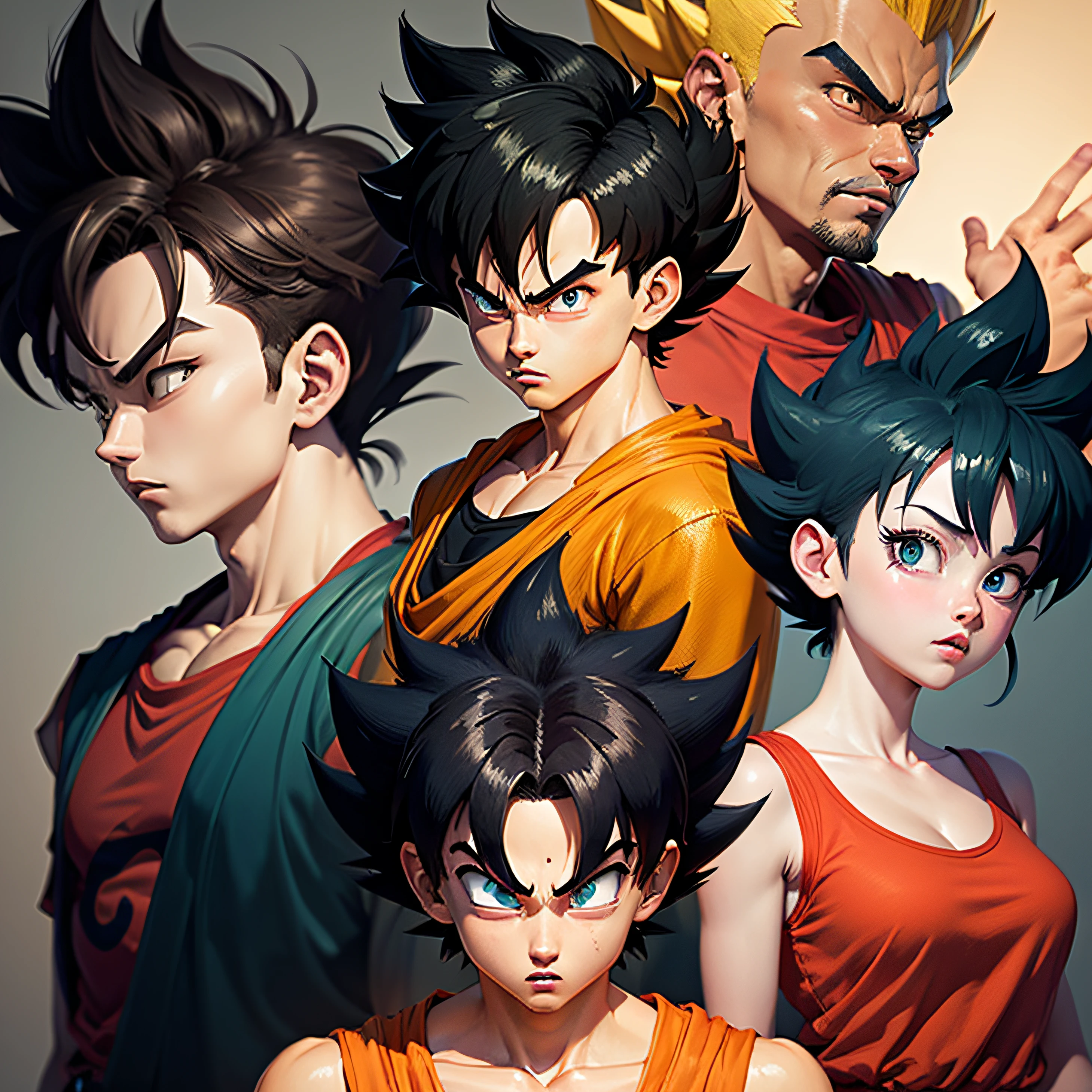 anime - style image of a man with a sword and a red shirt, Dragon Ball concept art, Akira Toriyama style, Dragon Ball art style, advanced digital anime art", highly detailed portrait of Goku, Toriyama Akira, detailed anime character art, inspired by Akira Toriyama, Goku portrait, stunning character art,  Dragon Ball style (VARIOUS CHARACTER POSES) --auto