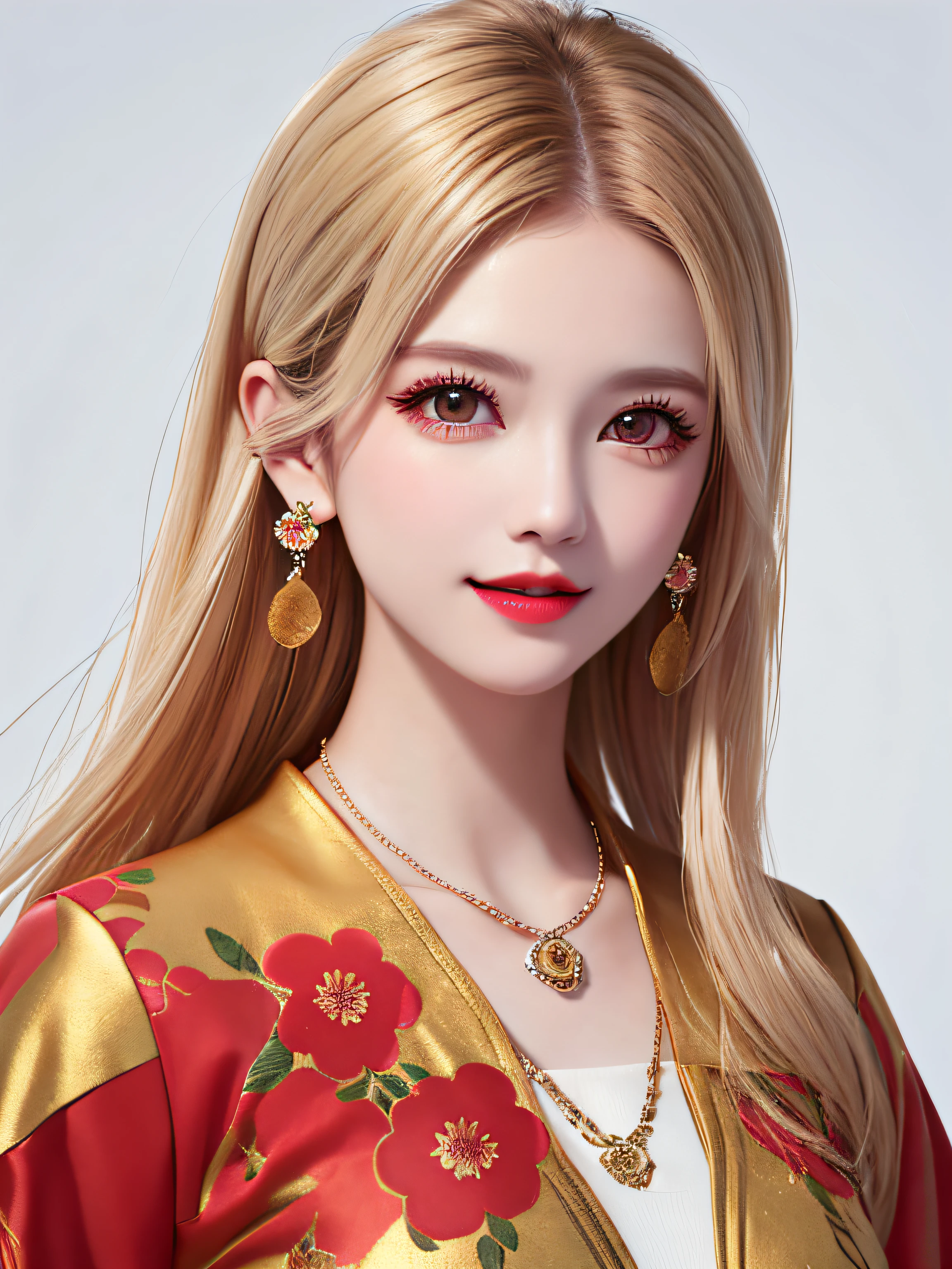 Female Teacher Standing in Classroom v6, Necklace, Earrings, Full Body V6, (Long Golden White Hair), Translucent Clothes, Looking, Superb, Ultra High Definition, RAW Photo, Realism 1.25), (Bright Lip Gloss, Long Eyelashes, Smooth) Face, Bright Skin, Natural Shadows, Wide Light, Wide Light, Depth of Field, Strong Colors, Subtle Caustics: 0.8), Smile, (Big), V6 ( one-piece miniskirt with red floral pattern on a white background), without sleeves,