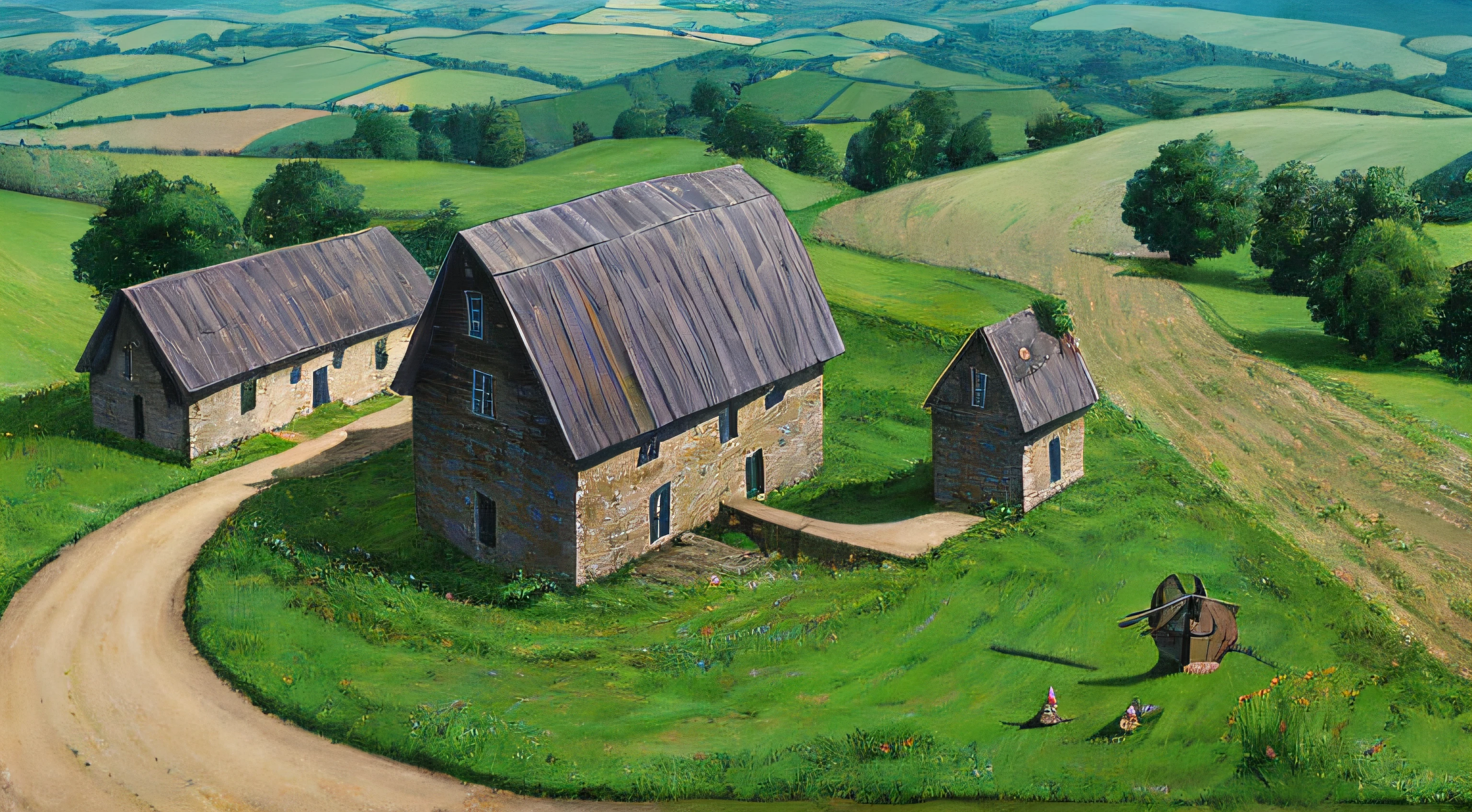 Windmill mill, beehive-shaped original chief hall, spring theme, original art style, realistic performance, storm heroes, exquisite isometric game art. --auto