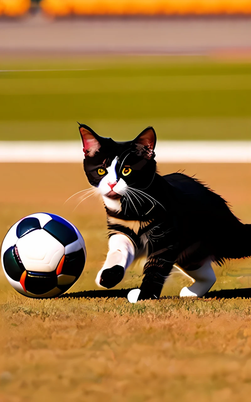 Soccer ball, ball play, cat