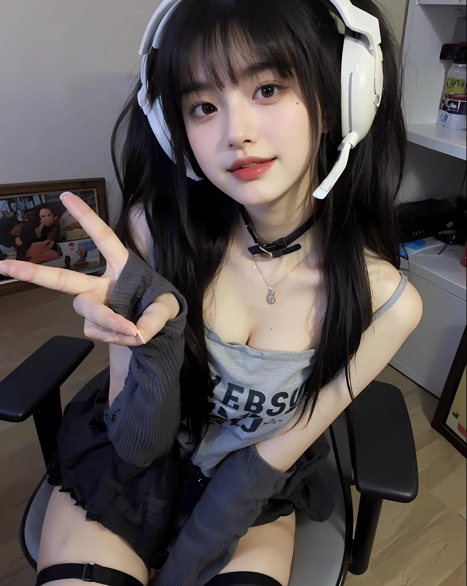 (Large breast:1.4),(shirt:1.4),(Best quality,masterpiece,ultra high res,(photorealistic:1.4),1girl,(16 years old:1.4),(partially unbuttoned:1.5)