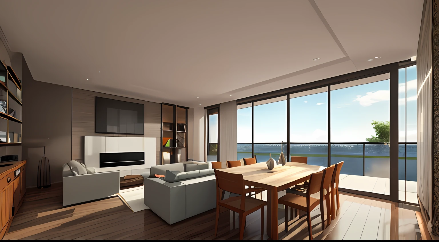 Interior design panorama, 3D, rendering --auto