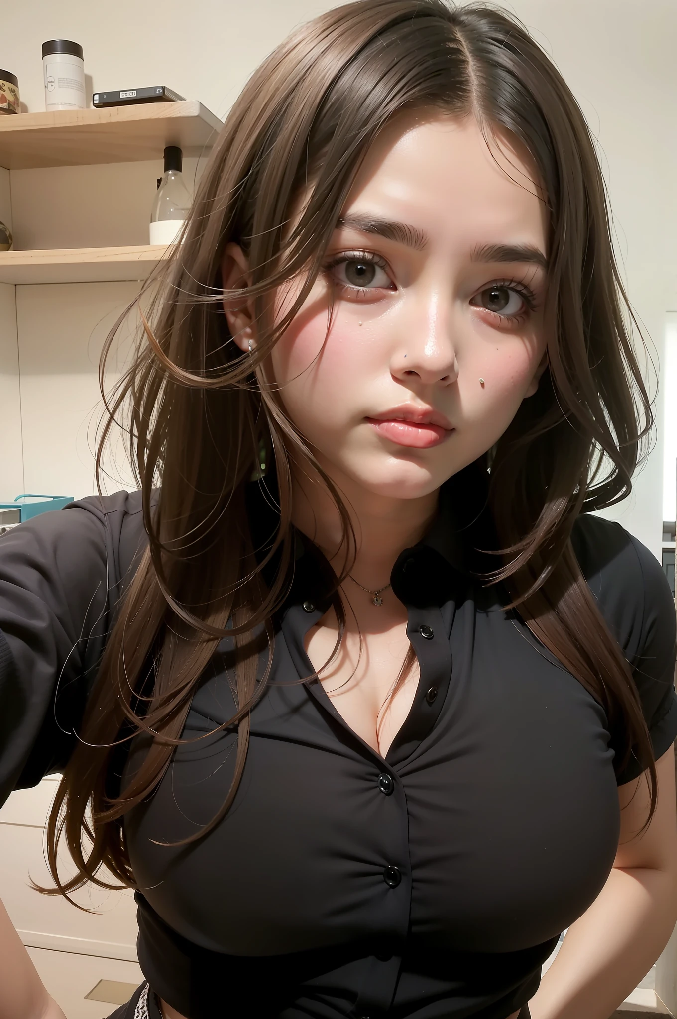 Medium brown hair, There is a young woman who is posing for a photo, beautiful girl, 8k selfie photography, 19 year old girl, [ 4K photorealism ]!, beautiful thin face, she is facing the camera, lovely young girl, young beautiful face, lovely delicate face, Brazilian girl, ??????????????, ordinary ???????, medium ?????? size, medium brown hair