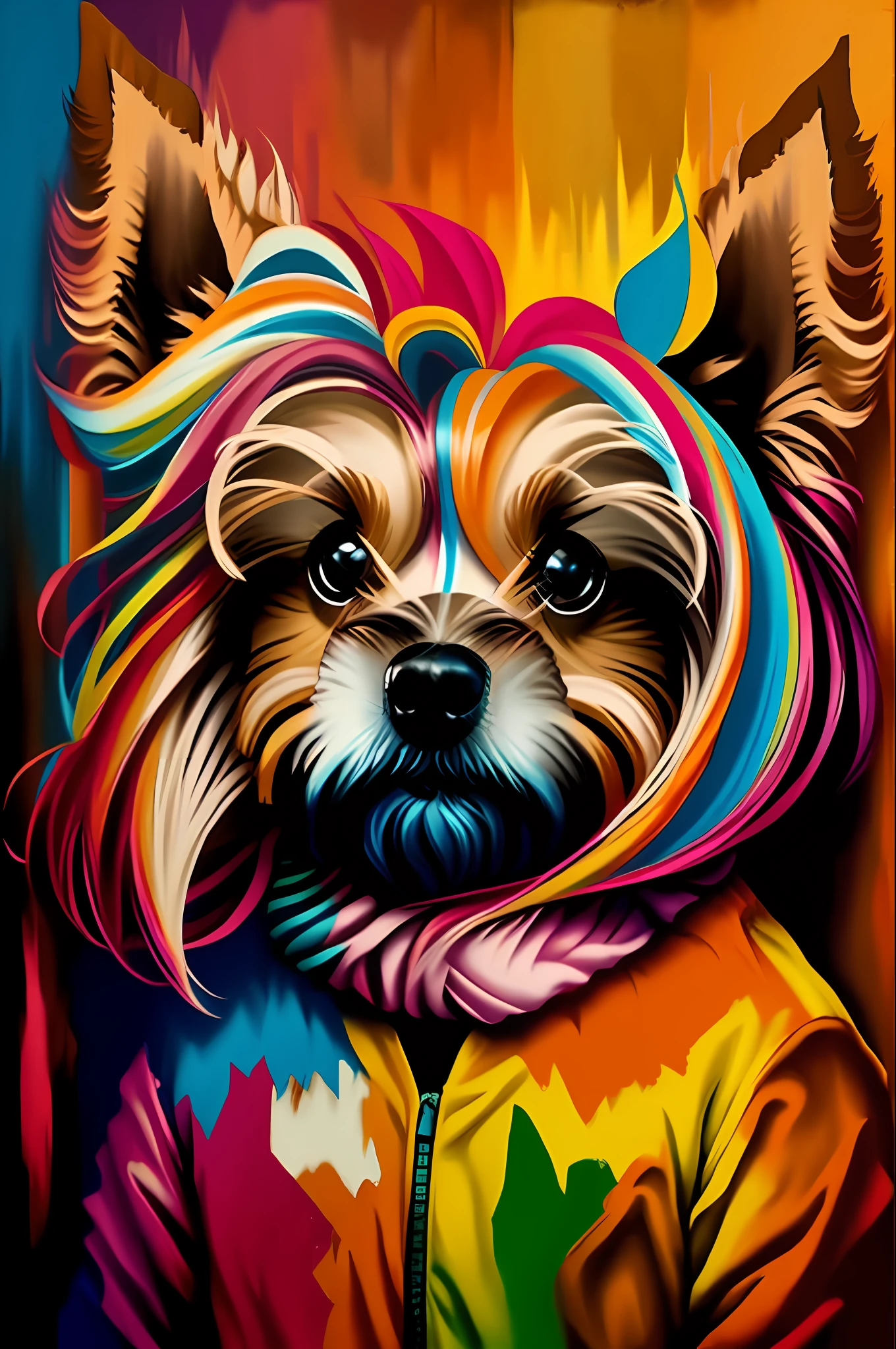 (Yorkshire terrier )), Eduardo Kobra padding ,wall PORTRAIT multidimensional geometric, art, chibi,
yang016k, beautiful, colorful,
masterpieces, top quality, best quality, official art, beautiful and aesthetic,