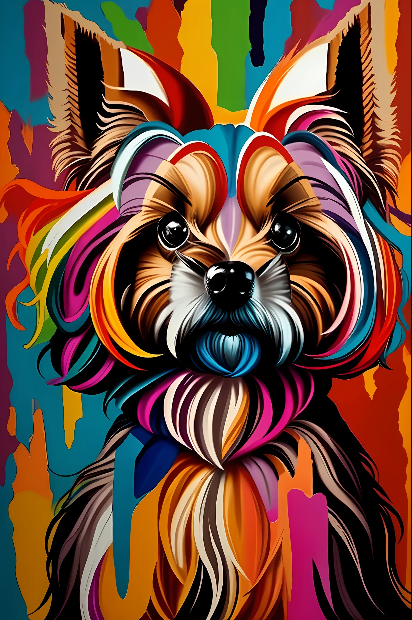 (Yorkshire terrier )), Eduardo Kobra padding ,wall PORTRAIT multidimensional geometric, art, chibi,
yang016k, beautiful, colorful,
masterpieces, top quality, best quality, official art, beautiful and aesthetic,