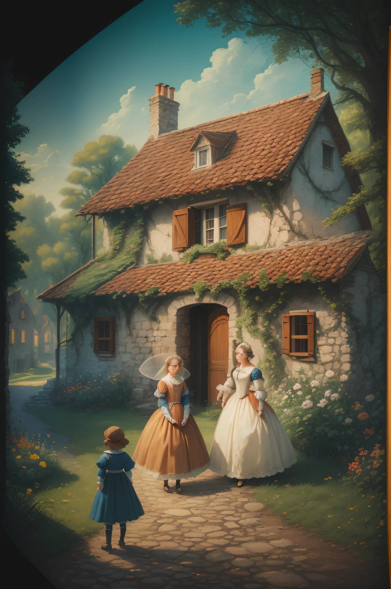 1690s Art, ((1600s House,)) Classic Fairy Tales, 600s French Country Village, Classical Family Landscapes, Film Photography, Classic Family Scenery, 19th Century Fairy Tales, Old Life, Kodak, Film Grain, Film Photography, Concept Photography, Real, Real, Unenlarged