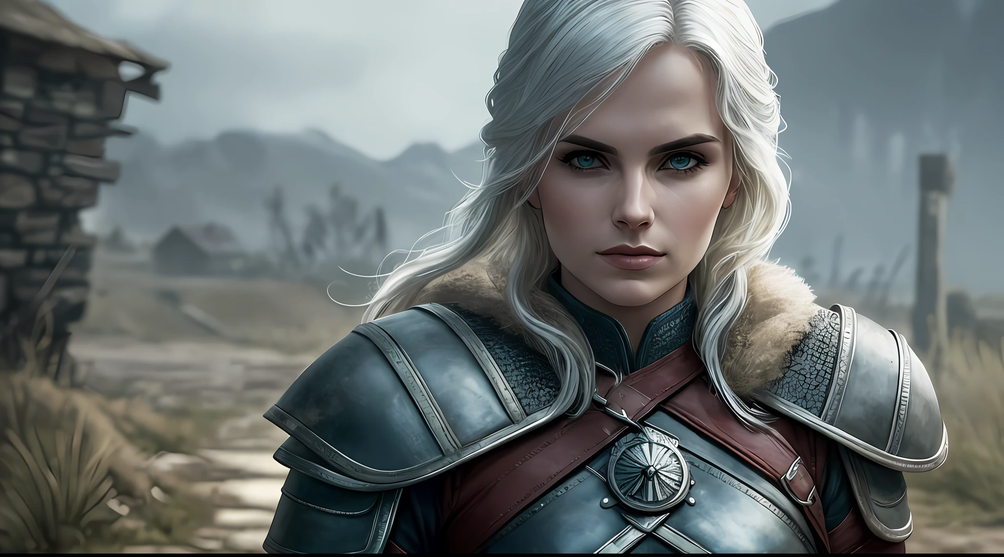 Cirilla, also known as Ciri, is a character from The Witcher known for her courage, strength, and skills as a warrior. She is portrayed as a determined young woman with silver hair and expressive eyes. His look is marked by his combat armor, composed of robust and protective elements, in addition to reflecting his unique style, In intimate trages, langerie, sensual, sexy, highly detailed, master piece, best quality --auto