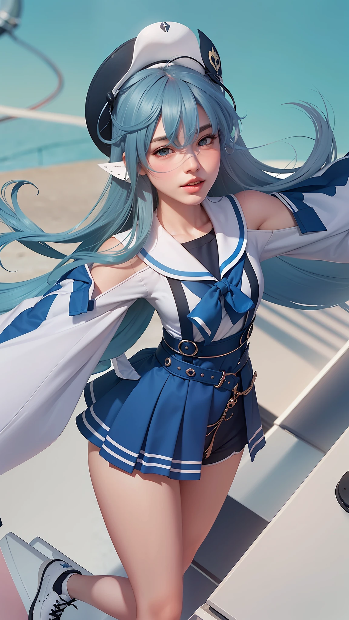 arurinh, (blushing)) ((blushing)), waist up, aberdes, long straight lift hair, dynamic pose, modelshoot: photoshoot, HD, high contrast, sharp image, mastery, mouth closed, balanced eyes, CG render, small skull, clavicle detail, (best quality detail: 1.2), realistic, 8K ultra-fine, high quality texture, fine texture, fine detail, high detail, extremely detailed CG, high quality shadows, beautiful and delicate eyes, freedom, beautiful woman, smaller breasts, tall, blurred background, lime-colored gym clothes,