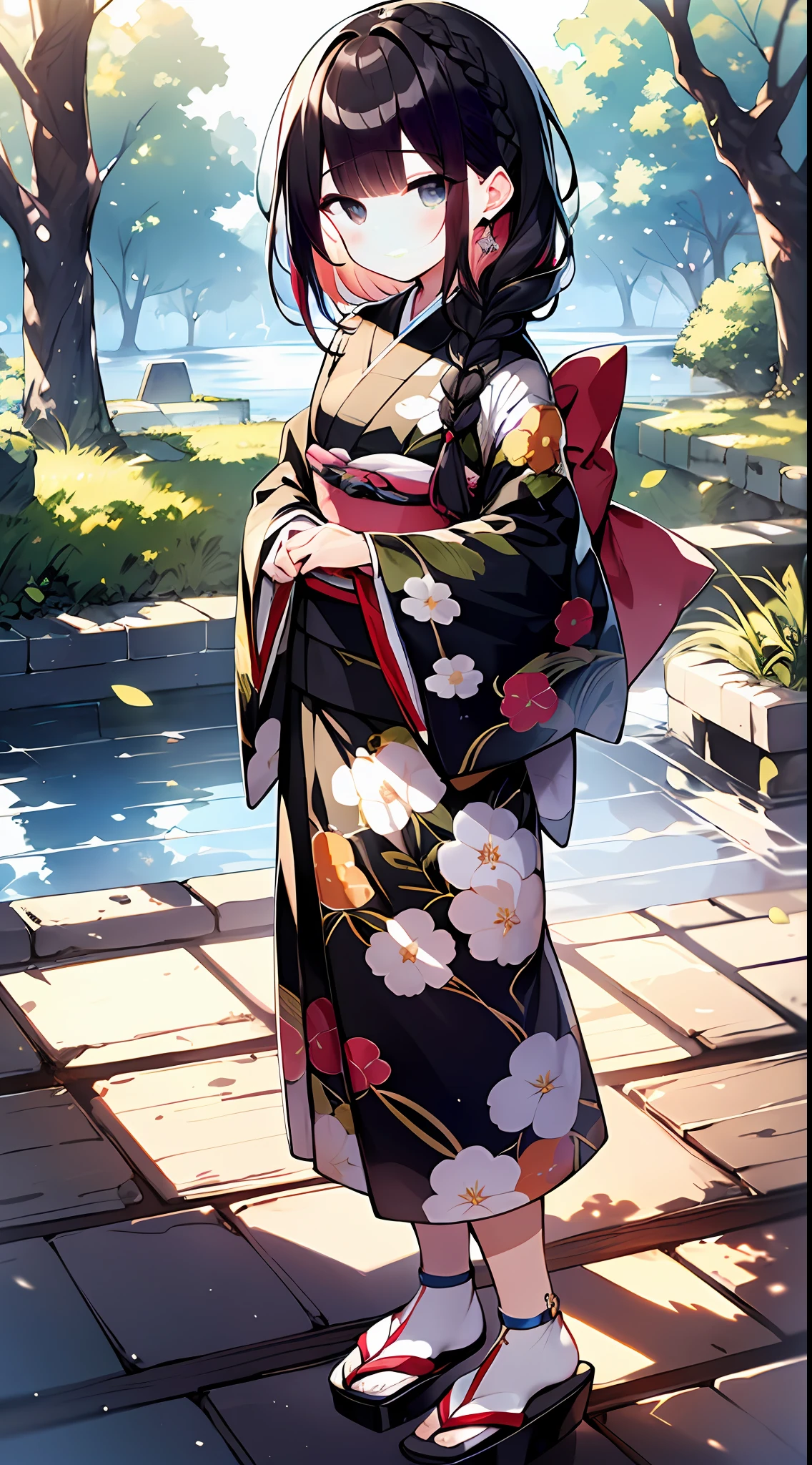 (incredibly absurdres absolutely resolution: 1.5), highest quality, masterpiece, ultra high resolution, 8k, (multiple girls), (gorgeous and colorful gorgeous kimono) break shoujo manga style, (loli), soft line drawing, digital enhancement, shojo manga touch, environment change scene, shojo manga core, ( Hair length to the shoulders))), (((short braid))), Japan ancient capital, full body visible angle, entangle, beautiful and aesthetic: 1.5, high quality: 1.3