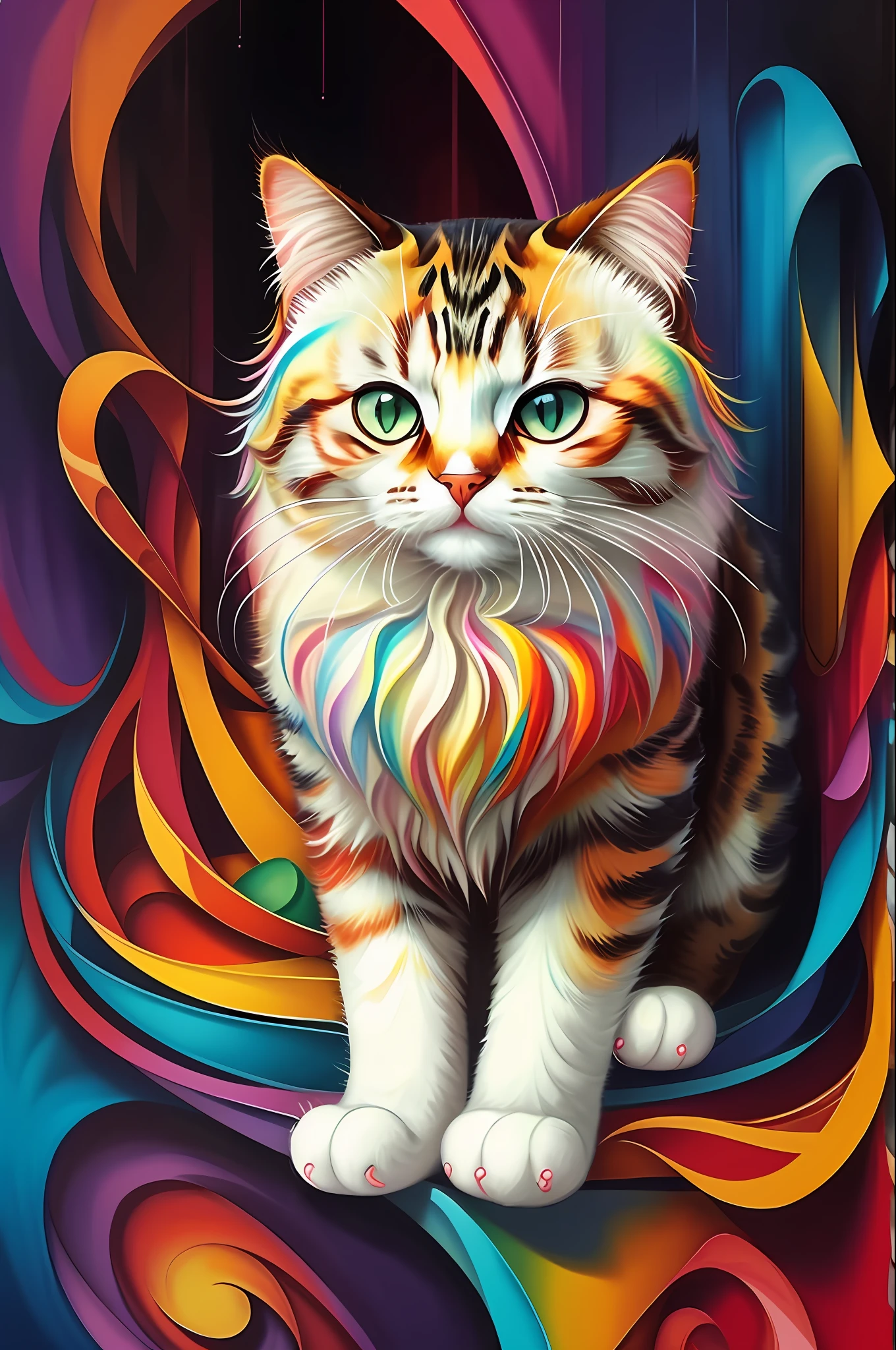 (Cat himalayan him )), Eduardo Kobra padding ,wall PORTRAIT multidimensional geometric, art, chibi,
yang016k, beautiful, colorful,
masterpieces, top quality, best quality, official art, beautiful and aesthetic,