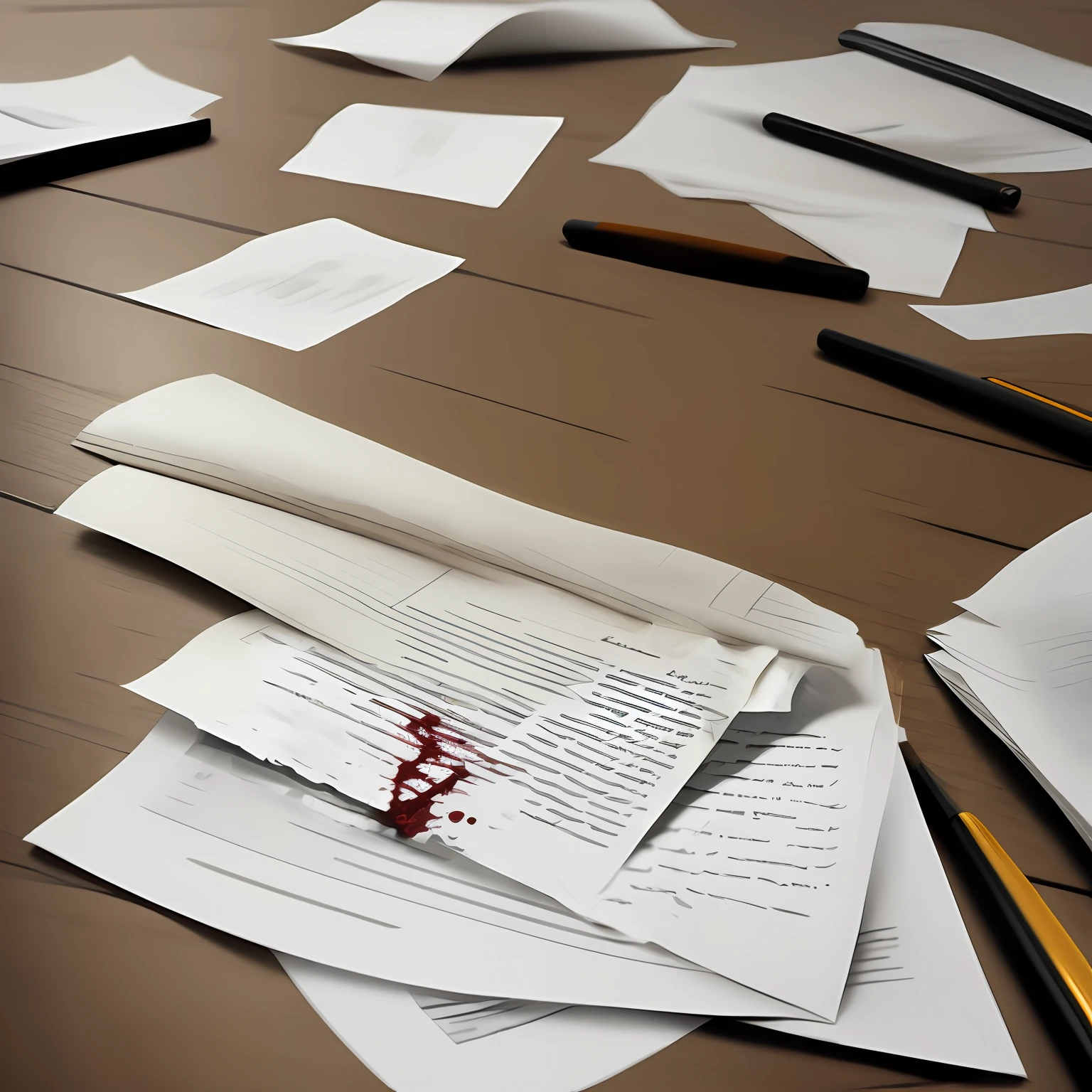 Blood stains are found on paper