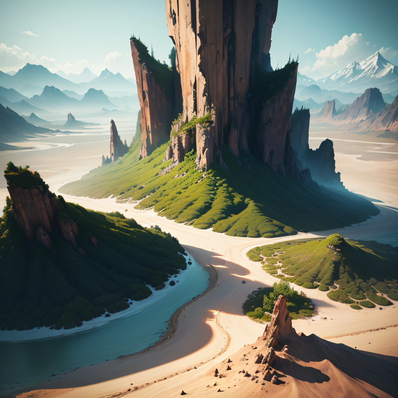 Fuse natural landscapes with abstract art to create a mysterious and dreamy world. The protagonist of science fiction fantasy explores uncharted territory with fantasy animated characters. --auto