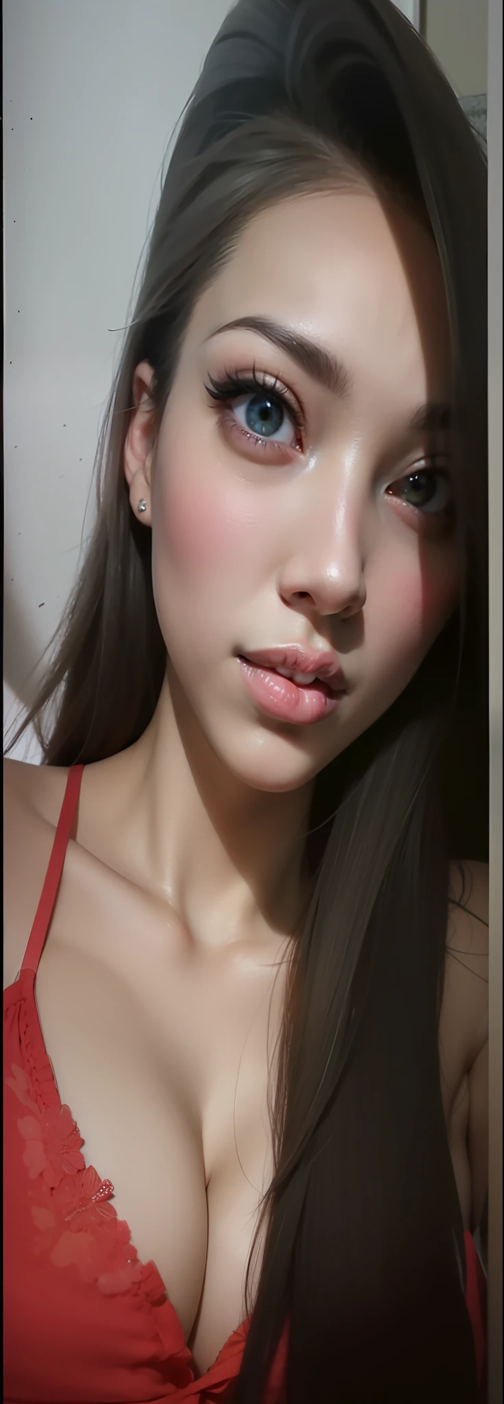 4k, beautiful face, with similar eyes, sexy look, selfie, instagram model, photo adjusted and aligned according to right side of face, realism, real photo