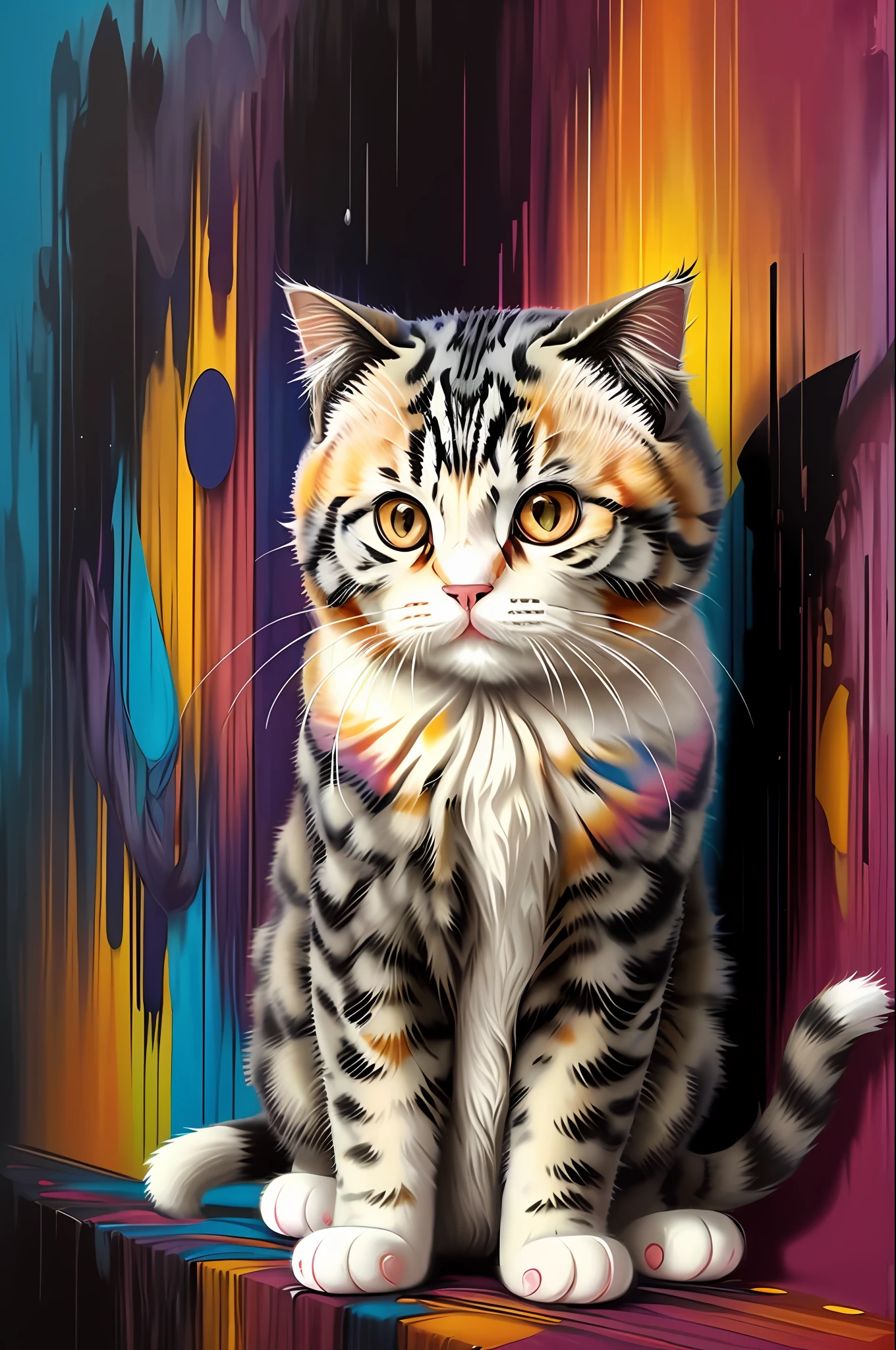 (Cat scottish fold )), Eduardo Kobra padding ,wall PORTRAIT geometric multidimensional, art, chibi,
yang016k, beautiful, colorful,
masterpieces, top quality, best quality, official art, beautiful and aesthetic,