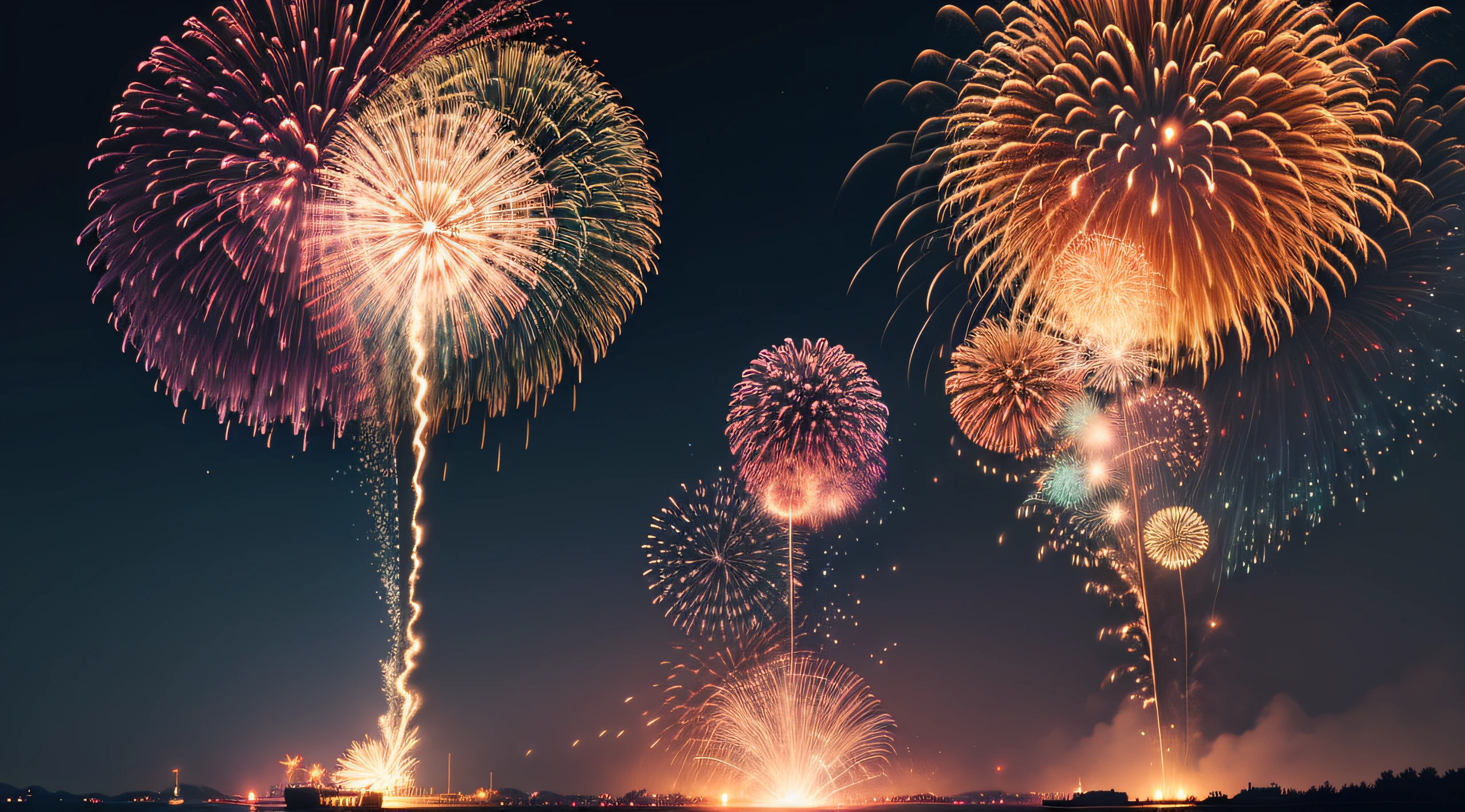 Night fireworks Wallpapers delicate depiction Light up --auto