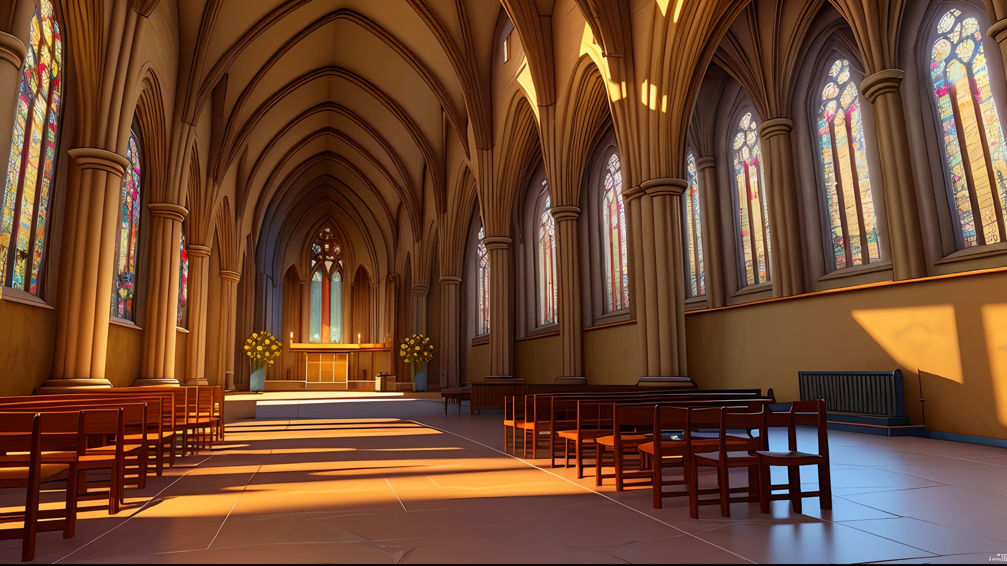 masterpiece, photorealistic art of a small interior Cathedral,
unreal engine 5 environment, architectural digital art, Artstation,
by Jonny Valiant,, 8k resolution, detailed, focus,