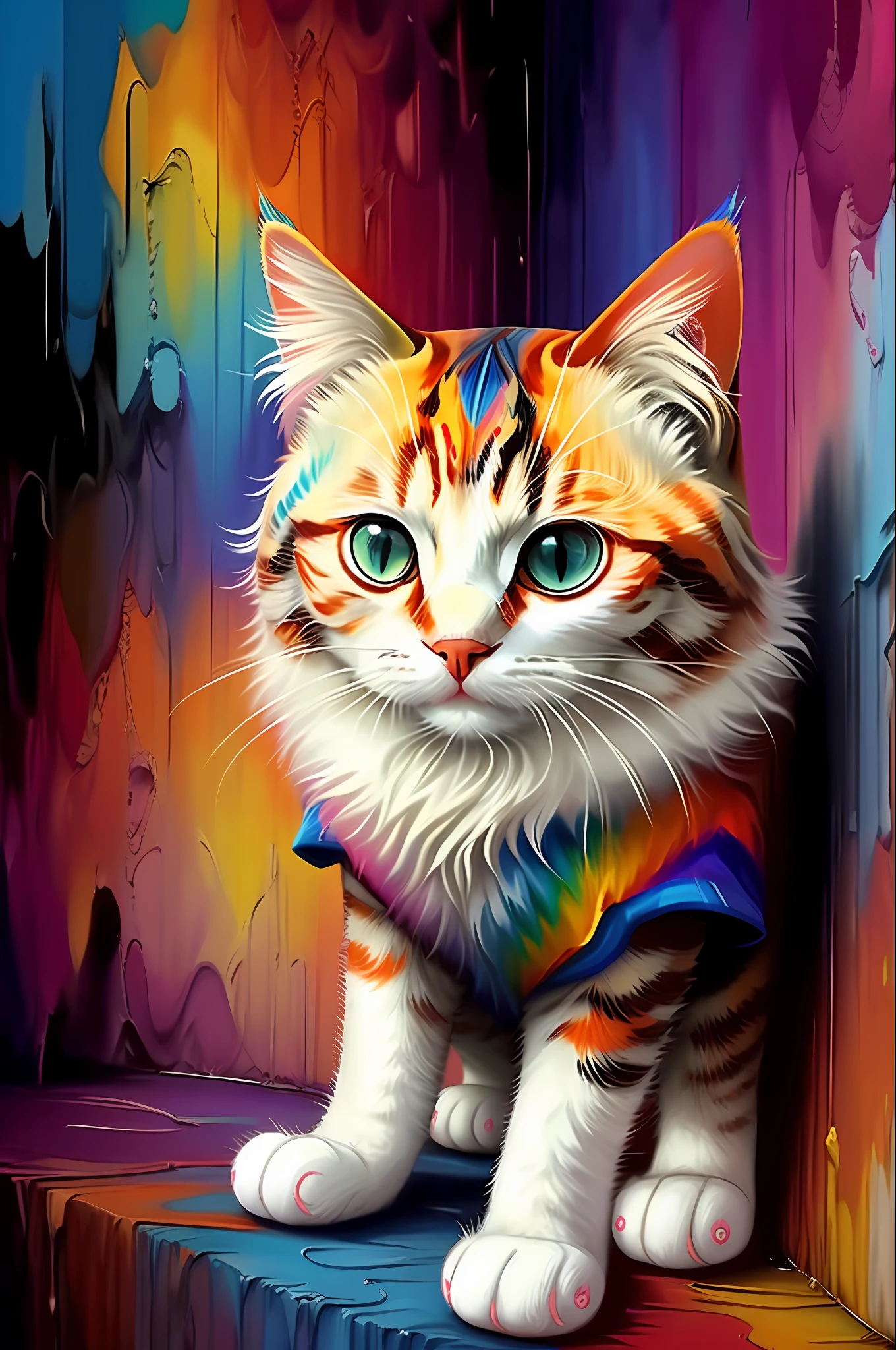 (Cat ragamuffin ), Eduardo Kobra padding ,wall PORTRAIT multidimensional geometric, art, chibi,
yang016k, beautiful, colorful,
masterpieces, top quality, best quality, official art, beautiful and aesthetic,