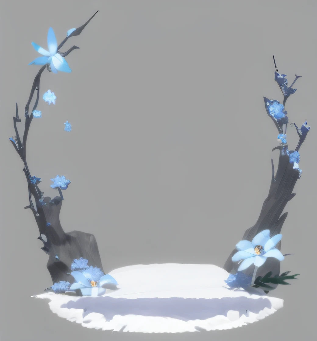 Small scene, blue flowers, white ground, thick coating, three-dimensional, scene --auto