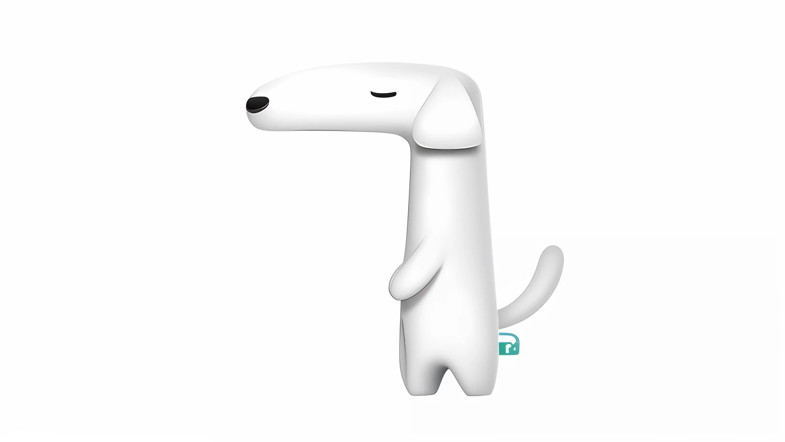 cartoon dog with eyes closed standing on its hind legs, brian griffin, anthropomorphic dog, lineless, cartoonish and simplistic, pepper, with small nose, 2 d render, by :5 sexy: 7, merged character, he has an elongated head shape, oyasumi punpun, isometric 3d fantasy cute dog