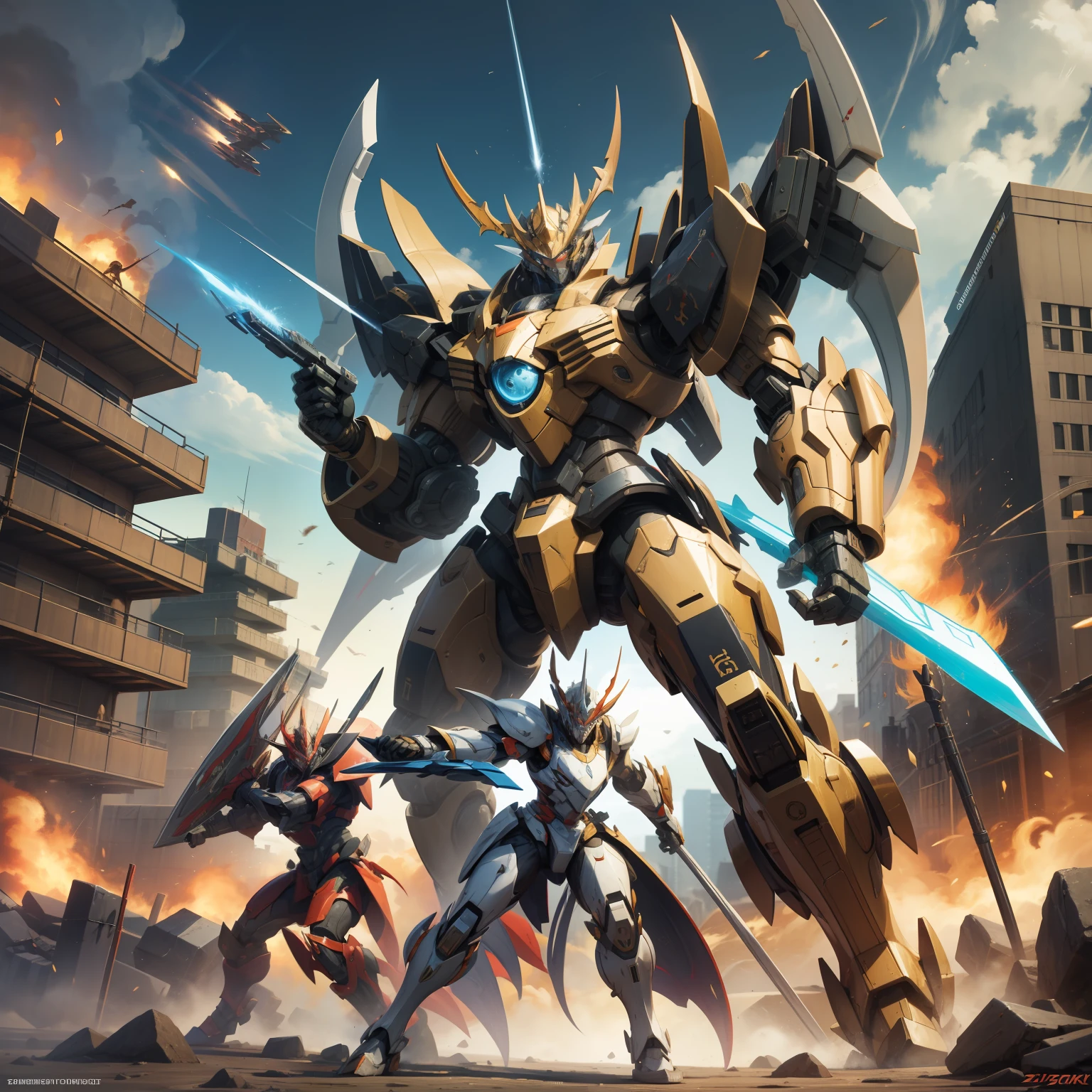 Zulong Mecha is a fictional mecha character that often appears in science fiction works. The ancestral dragon is regarded in many cultures as the founder and supreme form of the dragon, symbolizing strength, wisdom, and domination. Therefore, ancestral dragon mechs are usually designed to have great strength and intelligence, and are capable of dominating the battlefield. Zulong mechs usually have a large size and strong muscle structure, which can easily withstand various attacks and cause great damage to enemies. It is also equipped with a variety of powerful weapon systems such as greatswords, rocket launchers, and energy cannons for long-range and melee attacks on enemies. In addition, the Zulong mech is highly intelligent and strategic, and can analyze the battlefield situation through algorithms and calculations and make the best battle decisions. It can use radar systems and sensors to track the location of enemies and protect itself by predicting and avoiding enemy attacks. In the storyline, the ancestral dragon mech is often used to fight powerful enemies or perform critical missions. Its great strength and intelligence make it the last line of defense of the protagonist, capable of saving the situation and protecting the safety of humanity at critical moments.