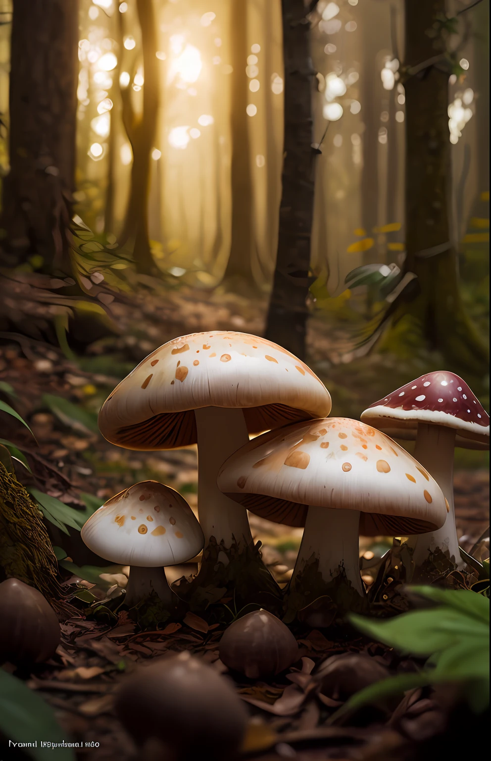 Mushrooms in the Woods, Hyper-detailed, intricately detailed gothic art trending in Artstation Unreal Engine 5 Triadic Colors detailed matte painting, deep color, fantastic, intricate details, splash screen, complementary colors, fantasy concept art, 8k resolution , deviantart gothic masterpiece, (dark shot: 1.4), art by greg rutkowski and artgerm, cinematic soft lighting, adobe lightroom, photolab, hdr, intricate, highly detailed, (depth of field: 1.4)
