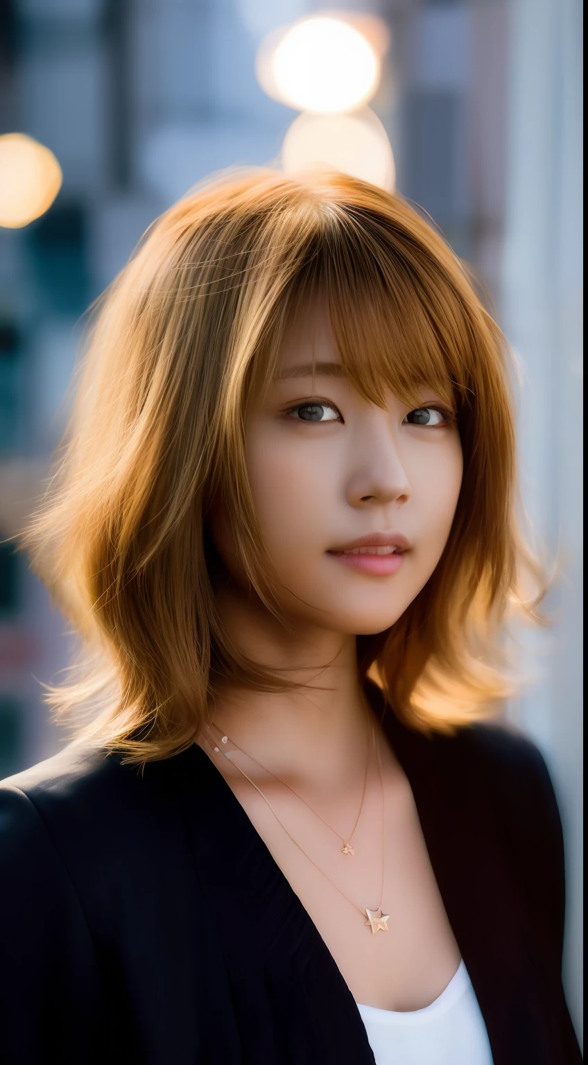 best quality, masterpiece, high_res, 1girl, hair ornament, necklace, jewelry, Beautiful face, upon body, tyndall effect, photo realistic, dark studio, rim lighting, two tone lighting, (high detailed skin:1.2), 8k uhd, dslr, soft lighting, high quality, volumetric lighting, candid, Photograph, high resolution, 4k, 8k, Bokeh, medium breasts, open fingers, (hair color:blonde:1)