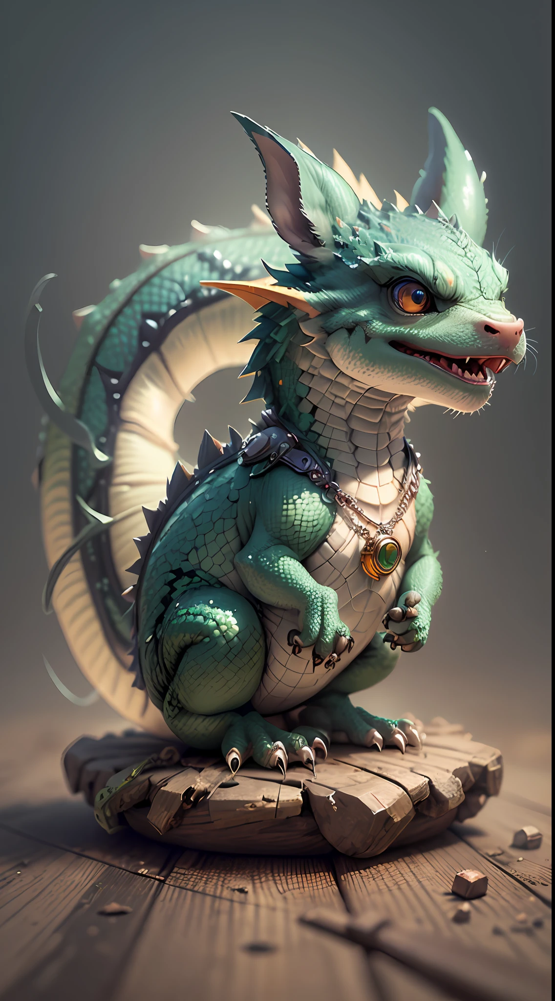 Gorgeous tiny hyperrealistic dragon with realistic eyes and bright different colors taking care of a necklace, Chibi, adorable and cute, logo design, cartoon, cinematic lighting effect, charming, 3D vector art, cute and quirky, fantasy art, bokeh, hand drawn, digital painting, soft lighting, isometric style, 4K resolution, photorealistic rendering, highly detailed cleaning, vector image,  photorealistic masterpiece, professional photography, simple space scenery, isometric, vibrant vector