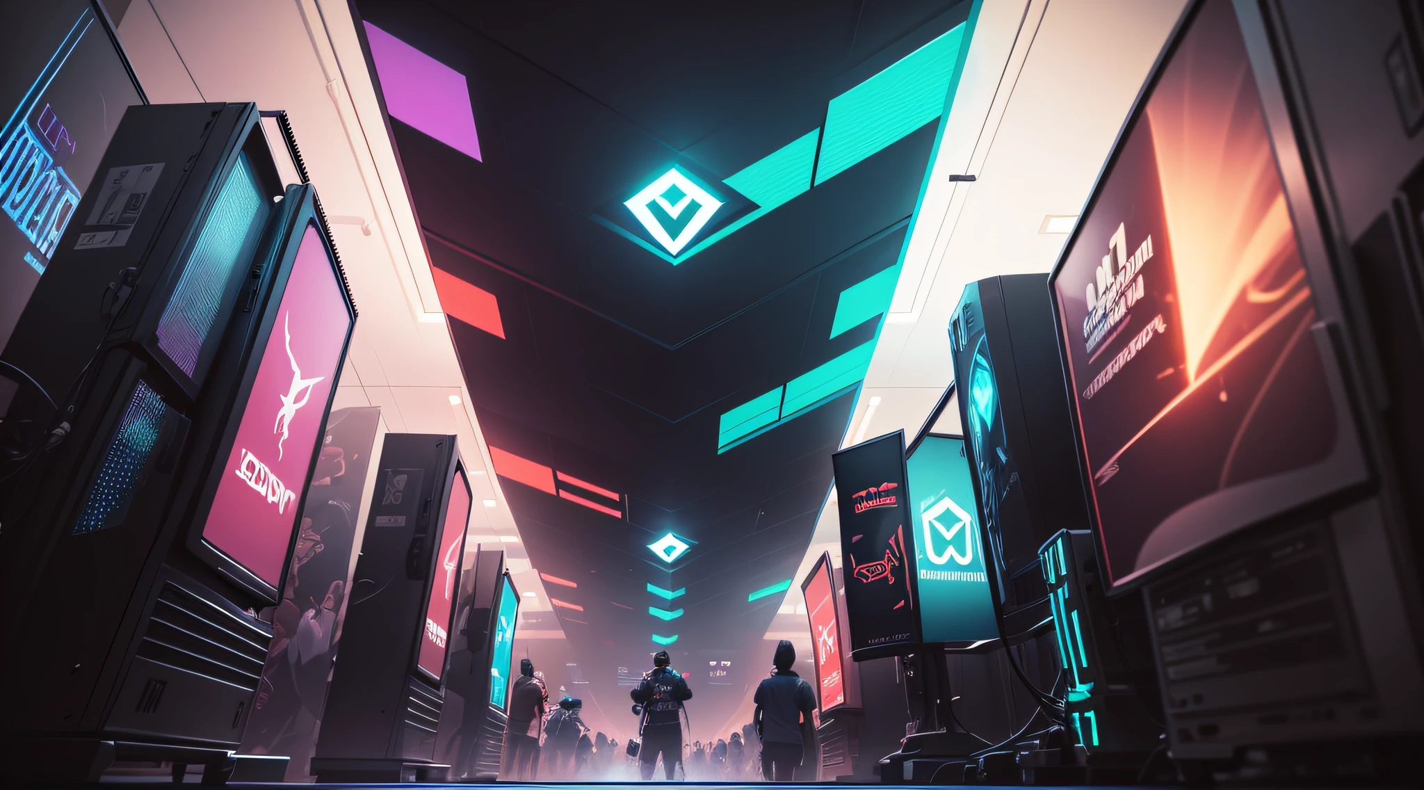 Low-angle shots of the esports tournament award ceremony stage, cyberpunk, color collision, rich detail, breathtaking, HD, photography, film, Sony, --auto