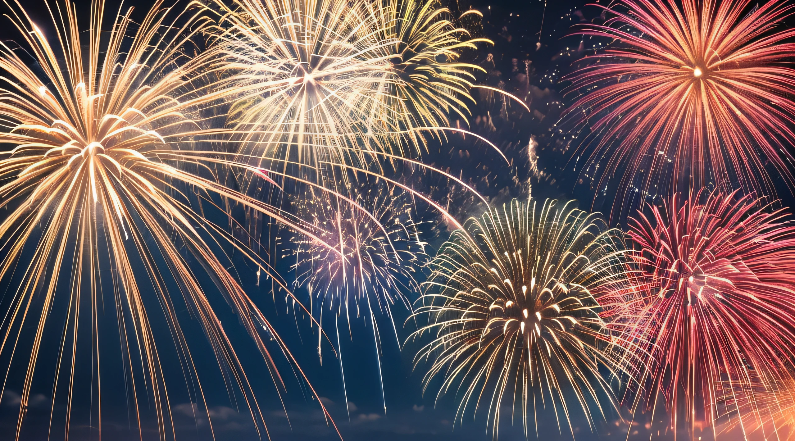 Night Sky Fireworks Delicate Depiction High Quality