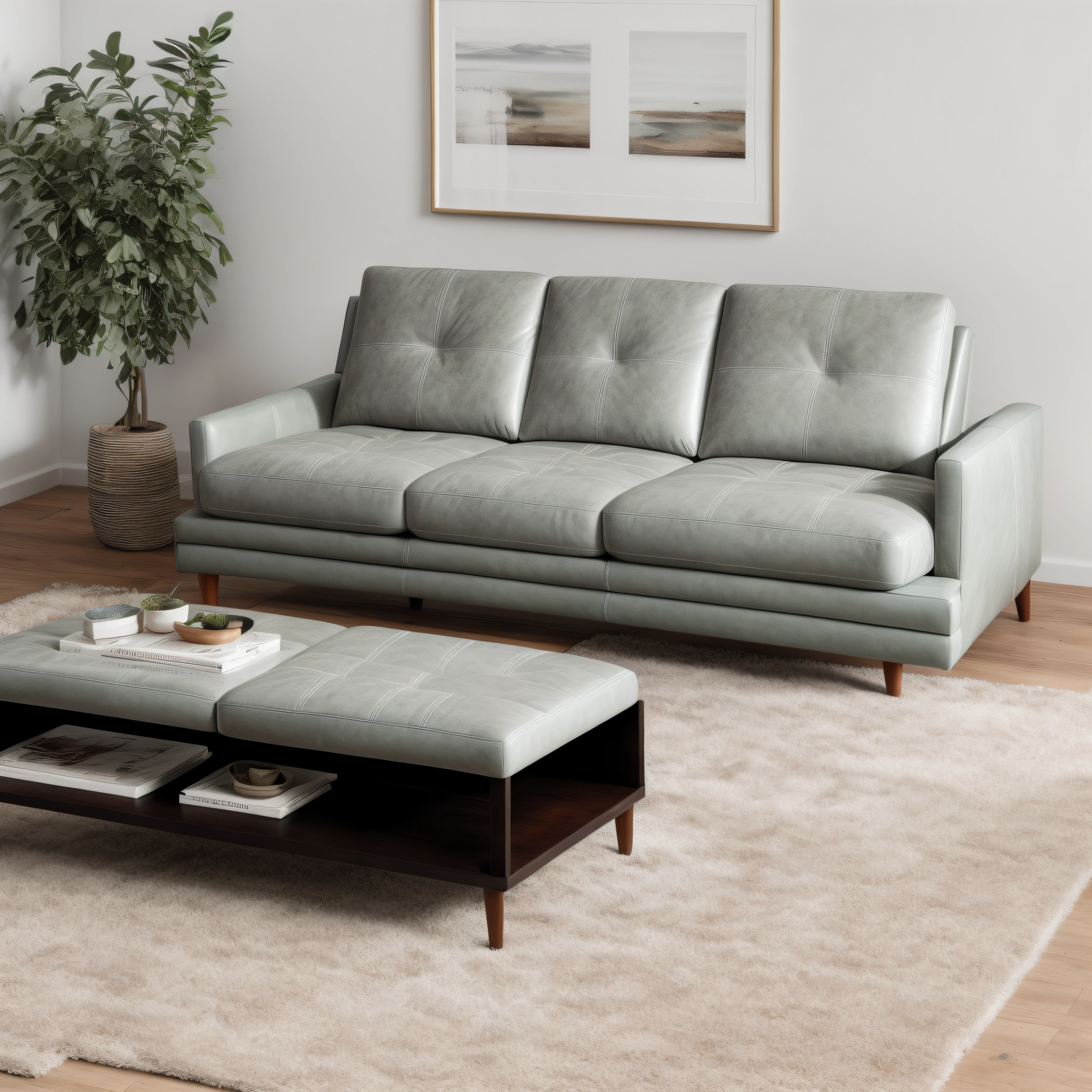 there is a couch and a table in a room, placed in a large living room, relaxing on a modern couch, leather couch, placed in a living room, leather sofa, leather couches, couches vibrating and melting, couch, elegent, large couch, lounging on expensive sofa, sofa, listing image, top angle view, product introduction photo