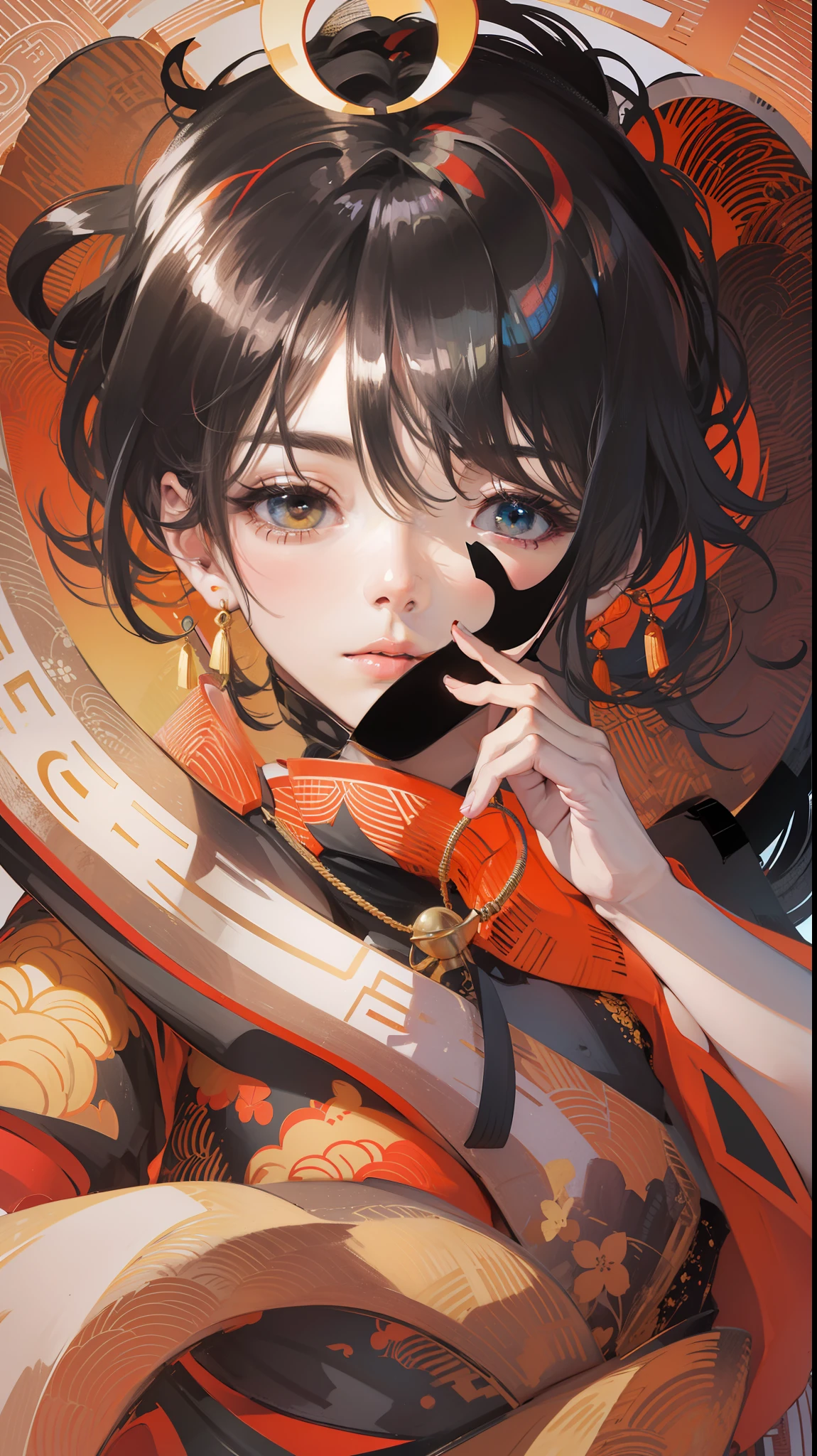 Multi-dimensional paper kirigami craft, paper illustration, Kagamine Len, cute boy, colorful style, chinese colors, centered, looking at the audience, symmetrical, reasonable design, 3d relief, low complexity, close-up 4 --s 100