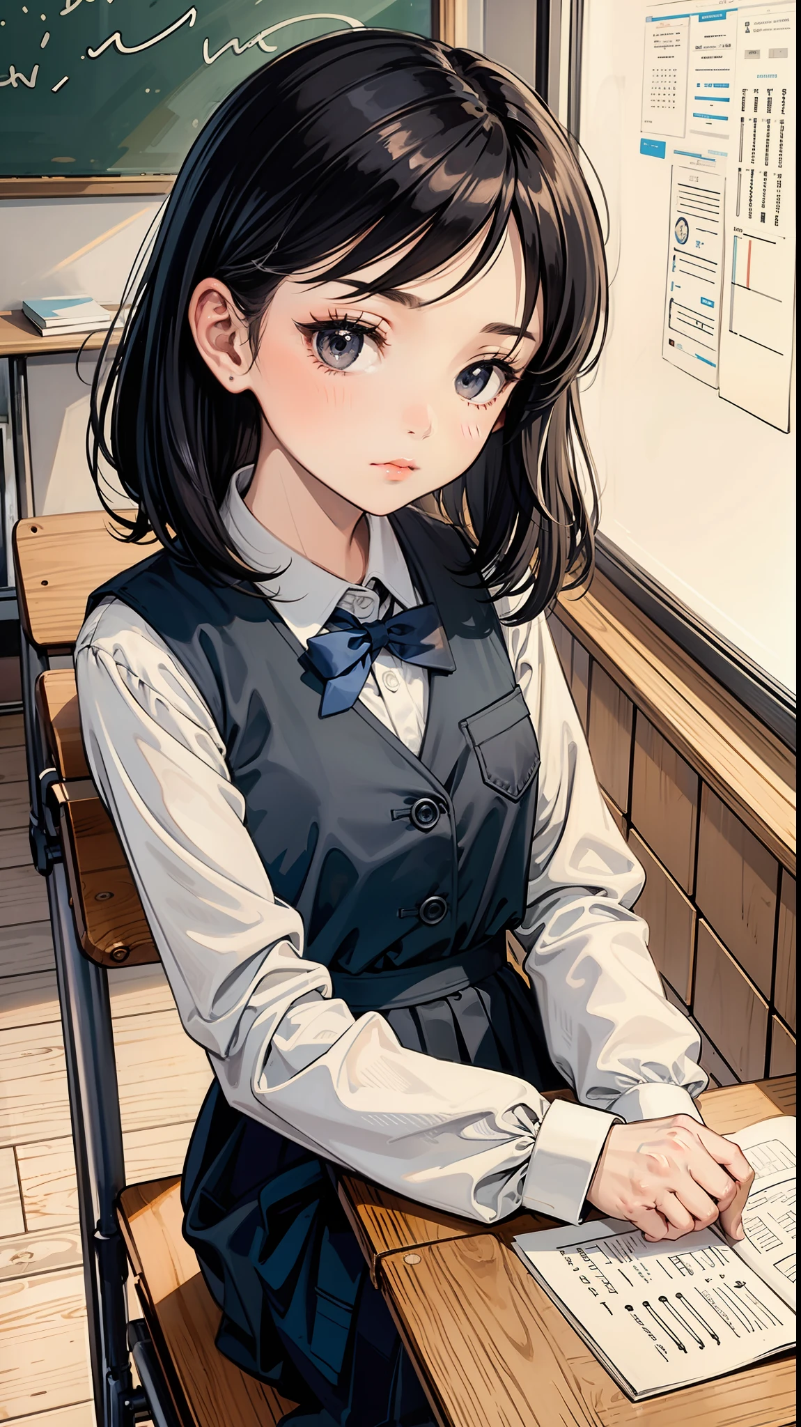masterpiece, best quality, (chibi:1.1), monochrome, Line Art,in the living room,poker-faced
BREAK,comic,
looking at the father,
BREAK,